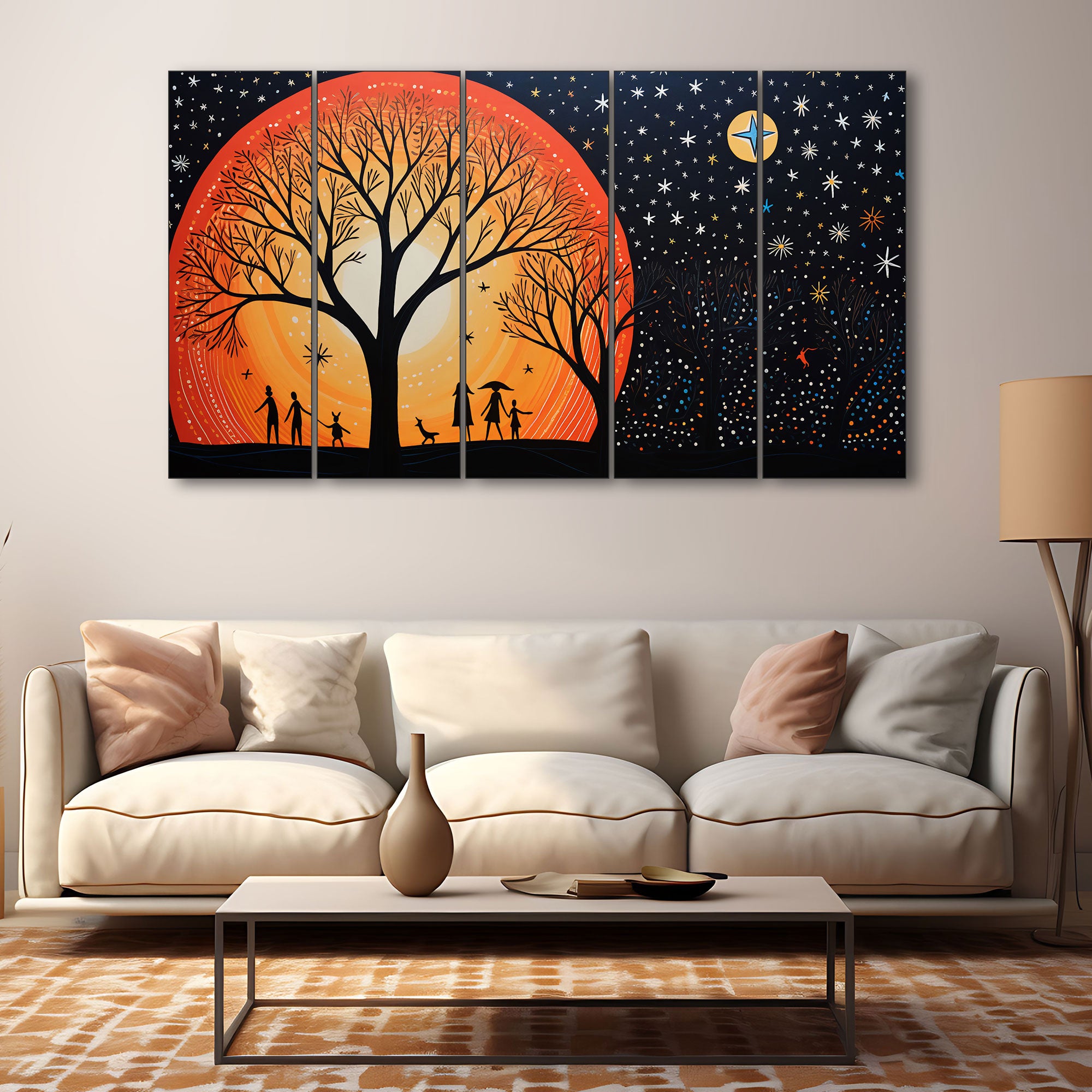 Warli Art Painting with frame Big Size Wall Art for living room,Bedroom,Drawing room,Hotels