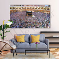 Kaaba,Great Mosque Mecca,Saudi Arabia Set of 5 Big Size Multiple Frames Wall Art Painting for living room,Bedroom,Drawing room,Hotels-Wooden Framed-Digital Painting