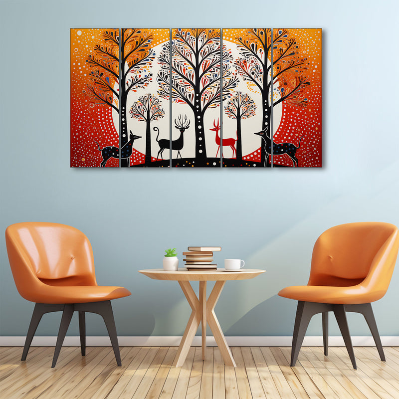 Warli Art Painting with frame Big Size Wall Art for living room,Bedroom,Drawing room,Hotels