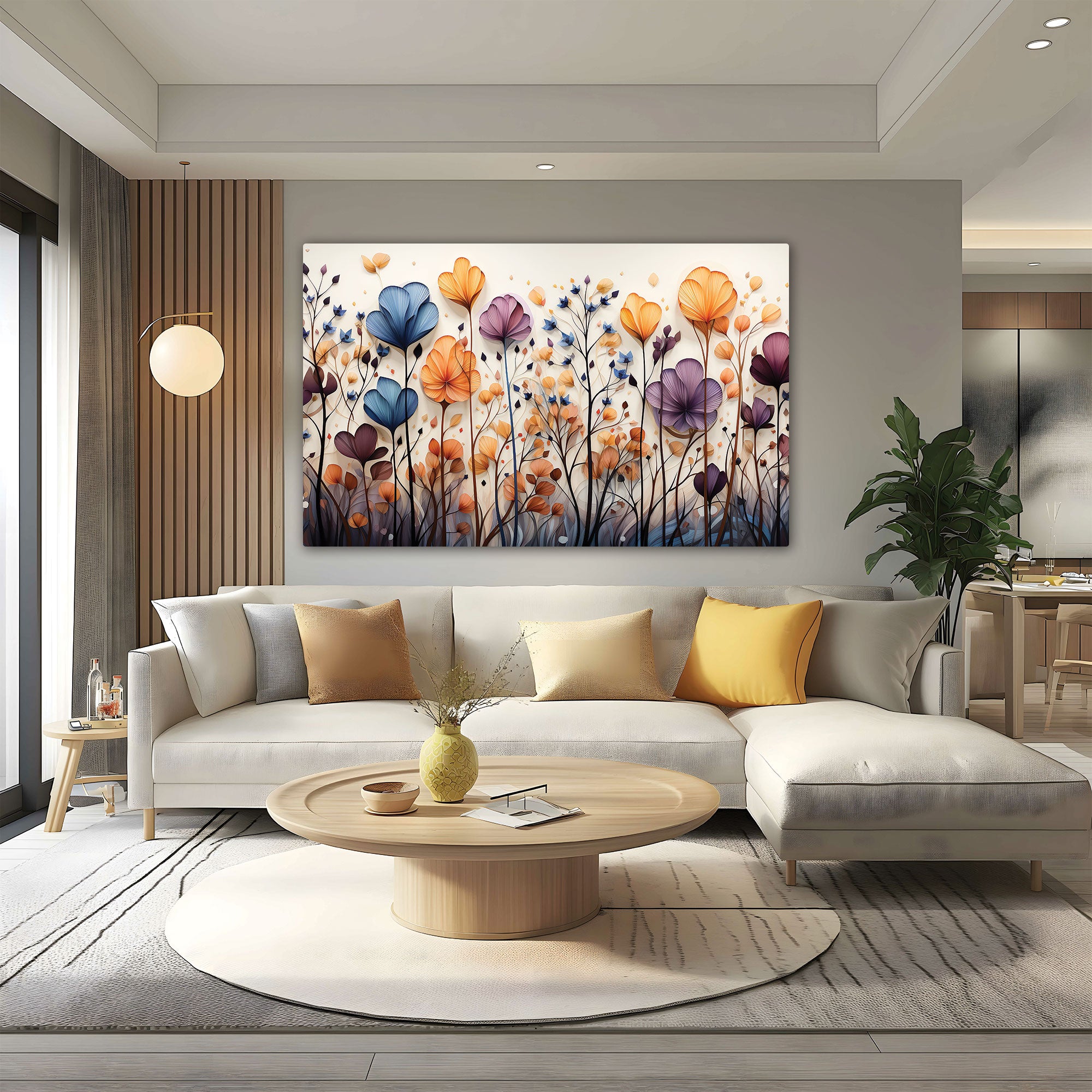Multi flowers Canvas painting with frame Big Size Wall Art for living room,Bedroom,Drawing room,Hotels