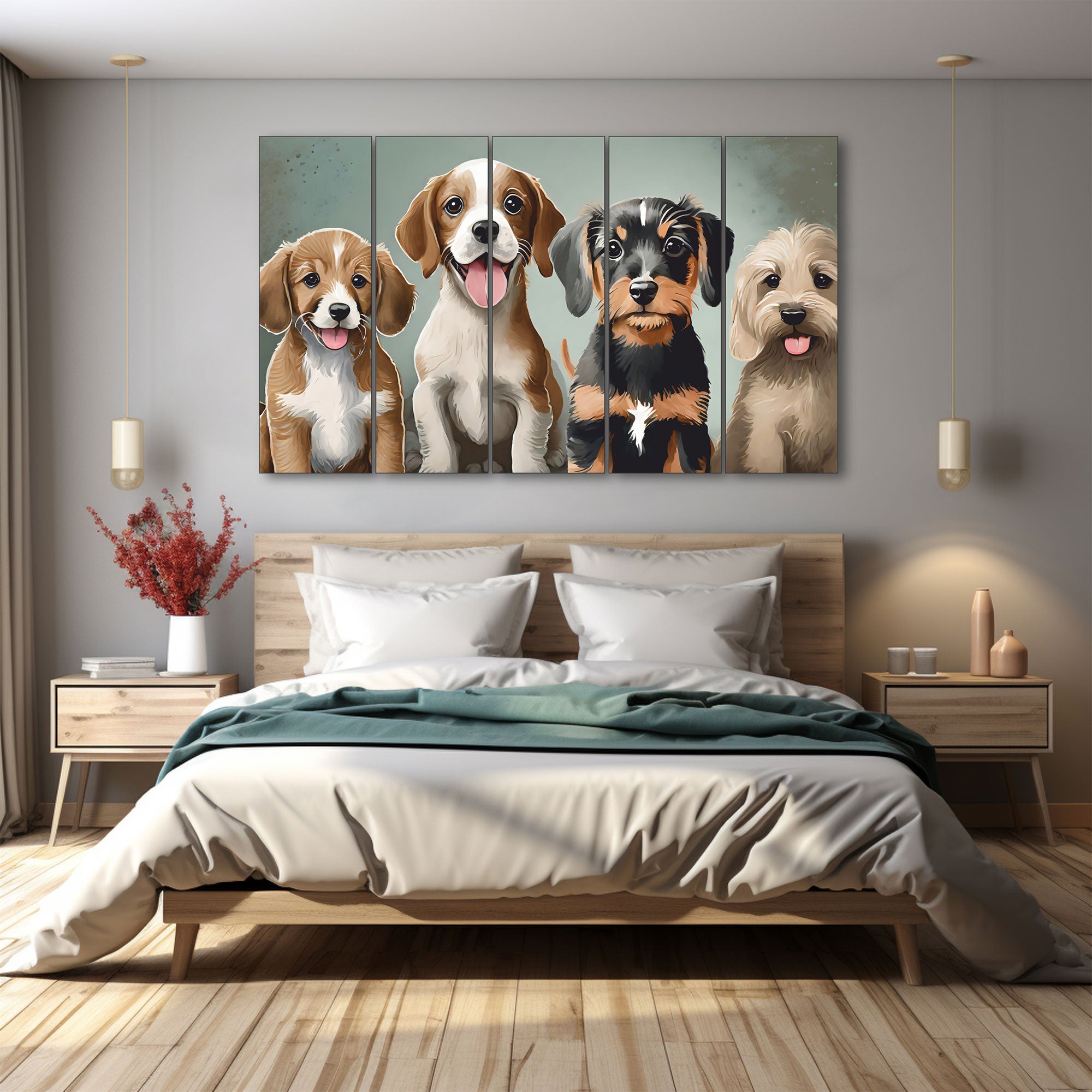 Dogs Painting with frame Big Size Wall Art for living room,Bedroom,Drawing room,Hotels