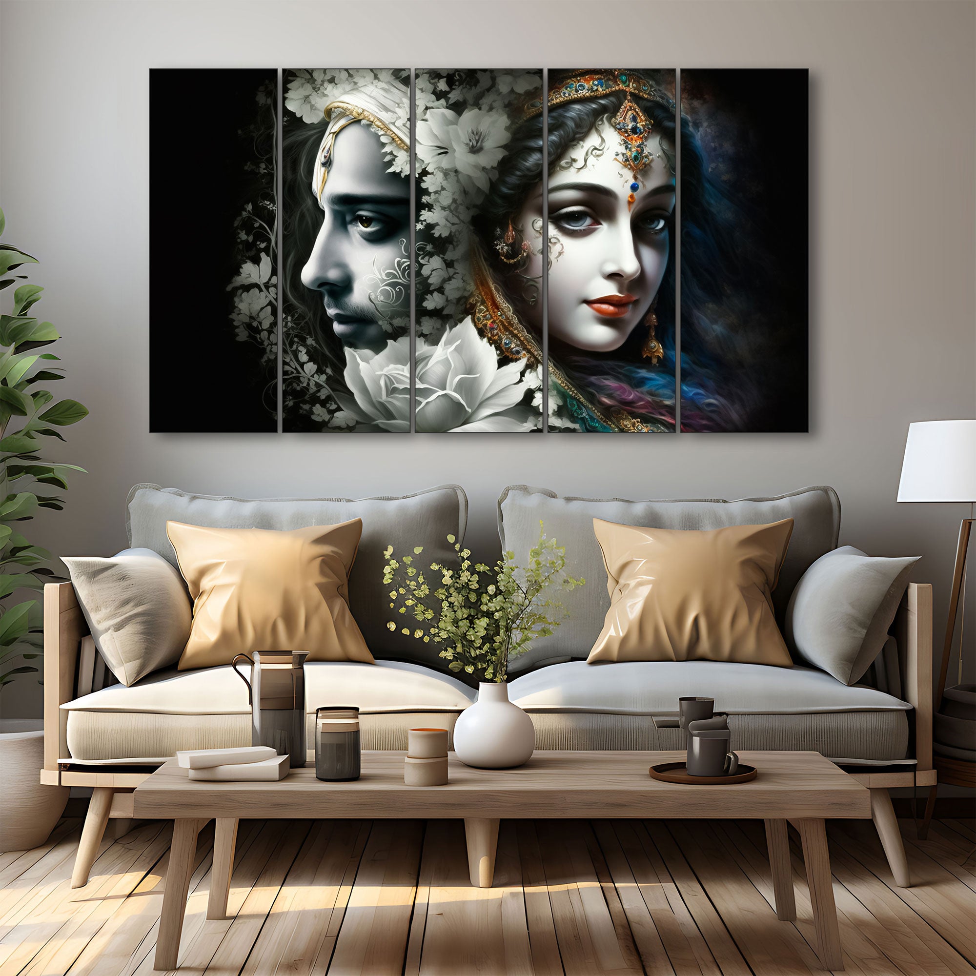 Radha Krishna Painting with frame Big Size Wall Art for living room,Bedroom,Drawing room,Hotels