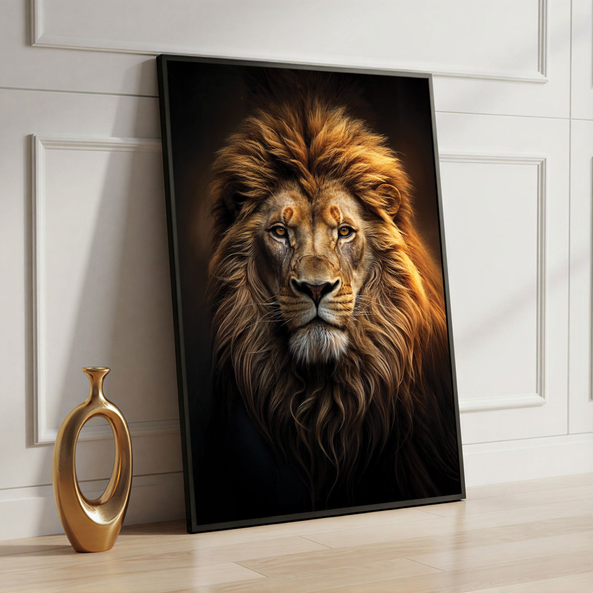 The Castle Decor Majestic Lion Portrait Wall Art, Royal Wildlife Artwork with Premium Sparkle Finish, 20×30 Inch Wall Décor for Living Room & Office