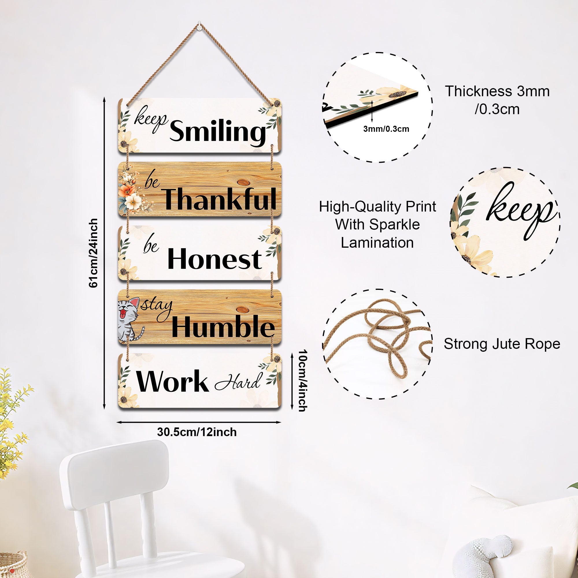 The Castle Decor Motivational Wall Hanging Decor | Positive Quotes Wooden MDF Wall Plates | Home Office Wall Art for Study, Living Room (12x24 Inches)