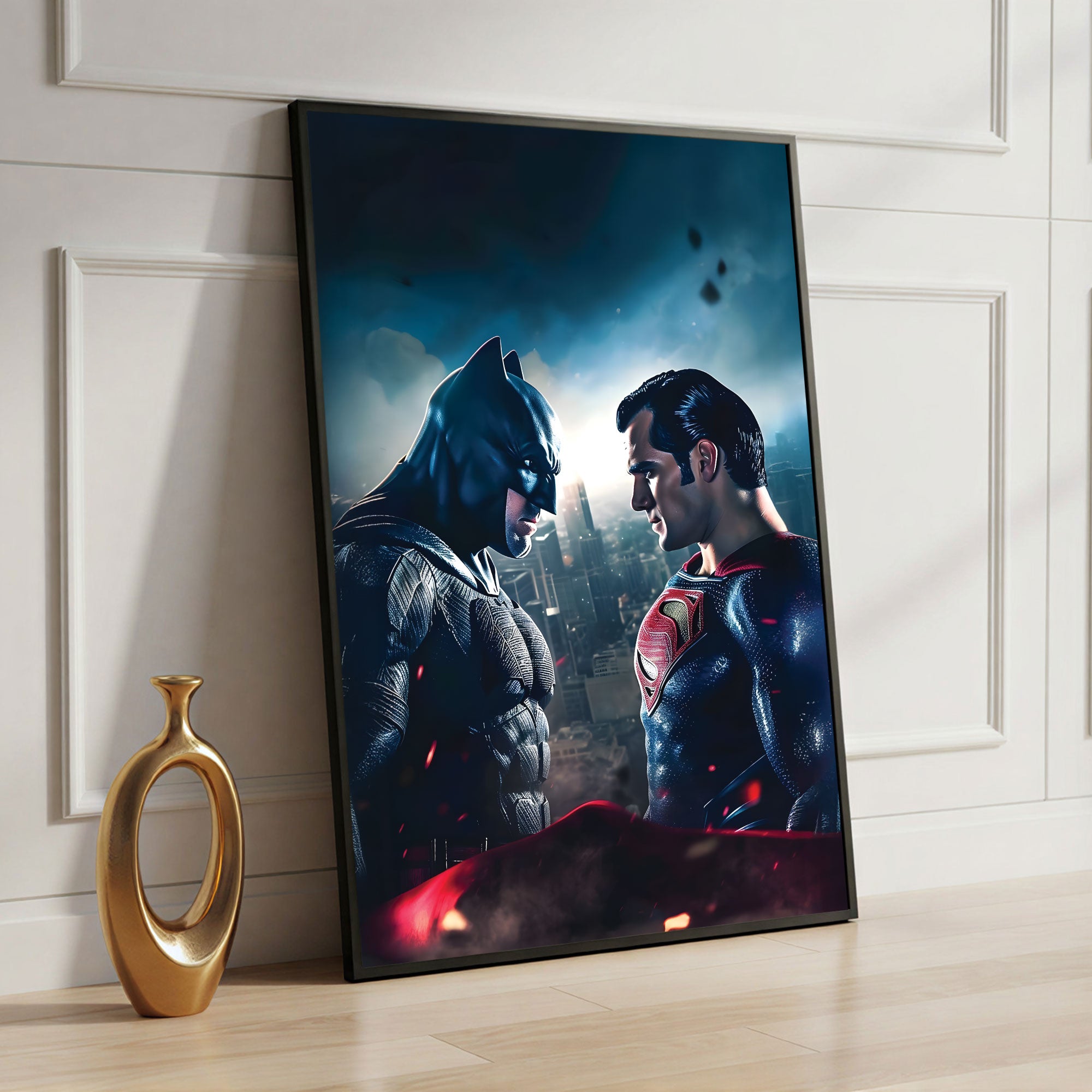 The Castle Decor Superhero Face-Off Wall Art Poster, Epic Hero vs Rival Cinematic Style Artwork with Premium Sparkle Finish, 20×30 Inch Wall Décor for Gaming Room