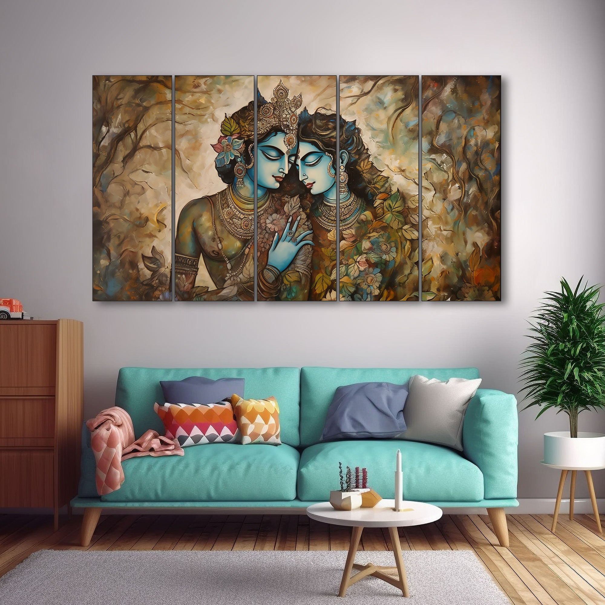 Radha Krishna Painting with frame Big Size Wall Art for living room,Bedroom,Drawing room,Hotels