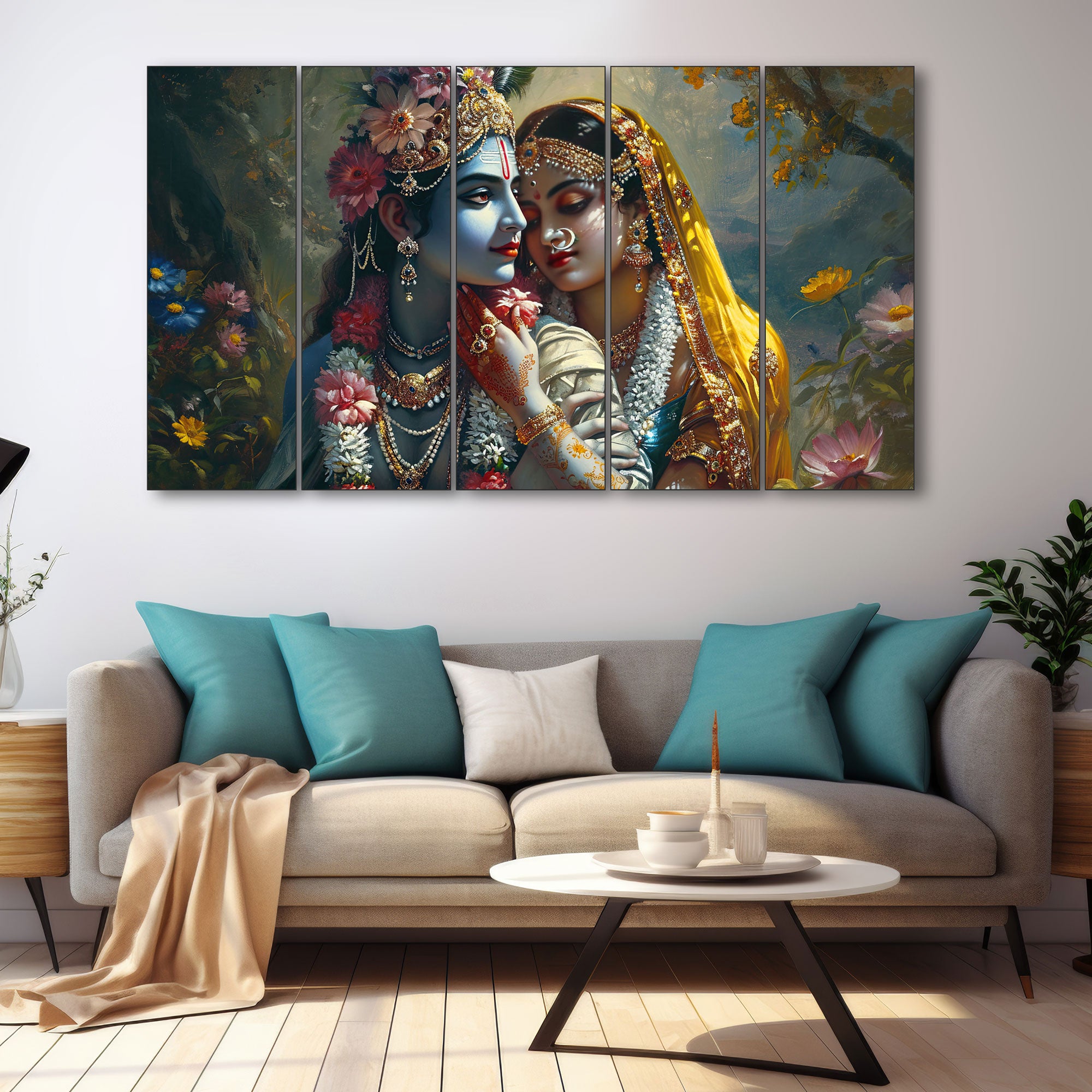 Radha Krishna Painting with frame Big Size Wall Art for living room,Bedroom,Drawing room,Hotels