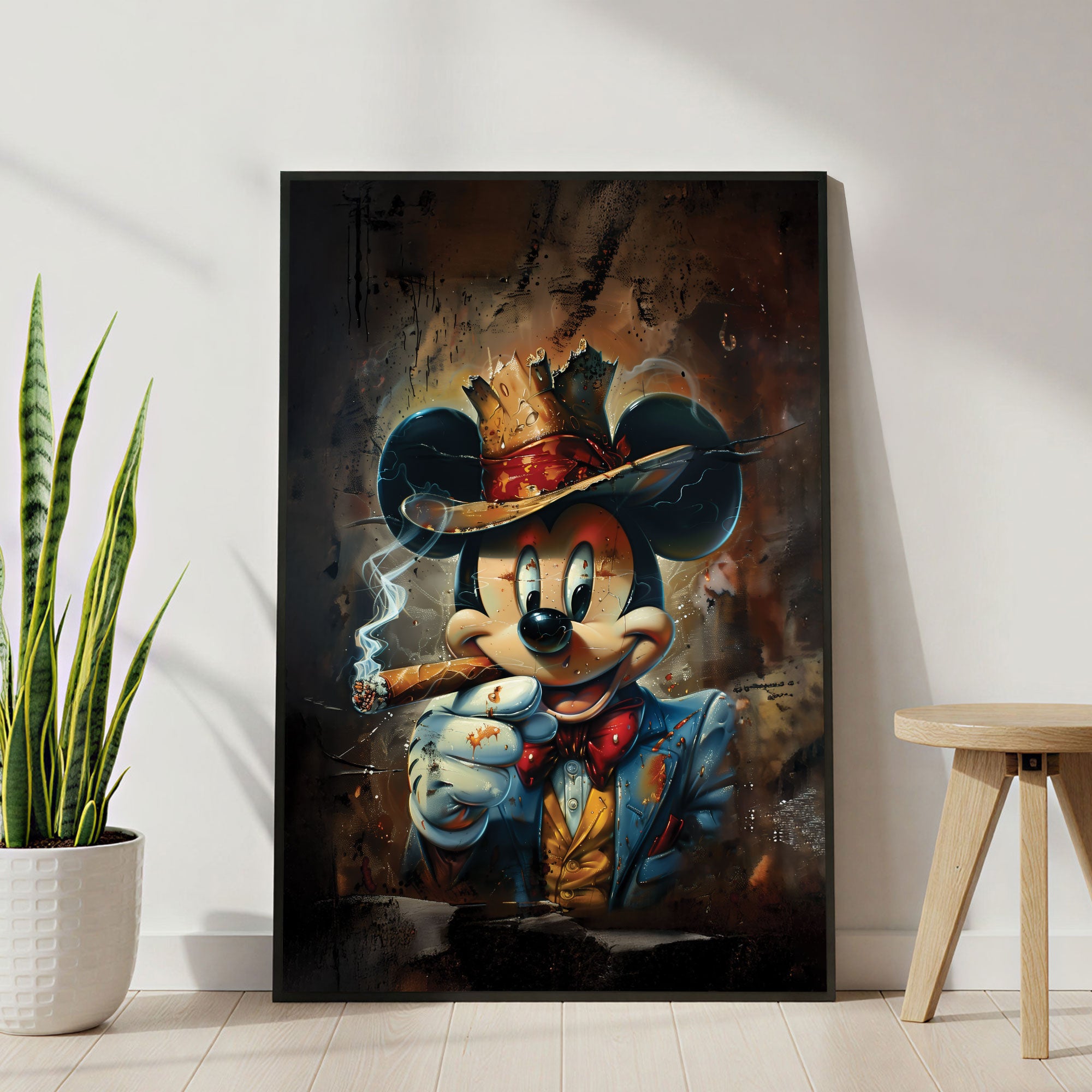 The Castle Decor Mafia Cartoon Style Wall Art – Luxury Gangster Abstract Artwork, Premium Sparkle Finish Wall Décor, 20×30 Inch for Man Cave & Office