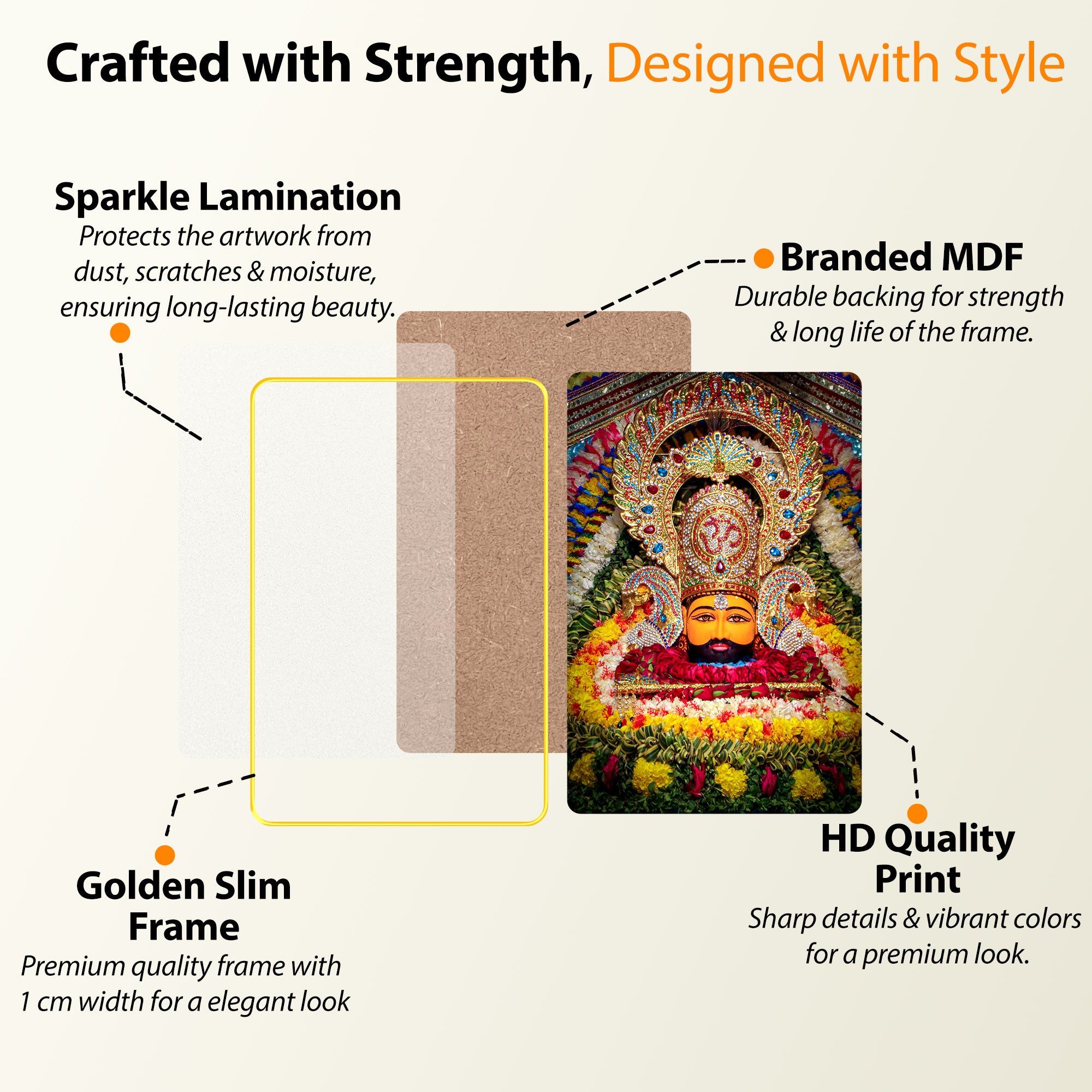 The Castle Decor Khatu Shyam Ji Maharaj Wall Frame | Spiritual Hindu God Photo | Religious Wall Art for Home Temple, Office & Gift Decor 20X30 Inches
