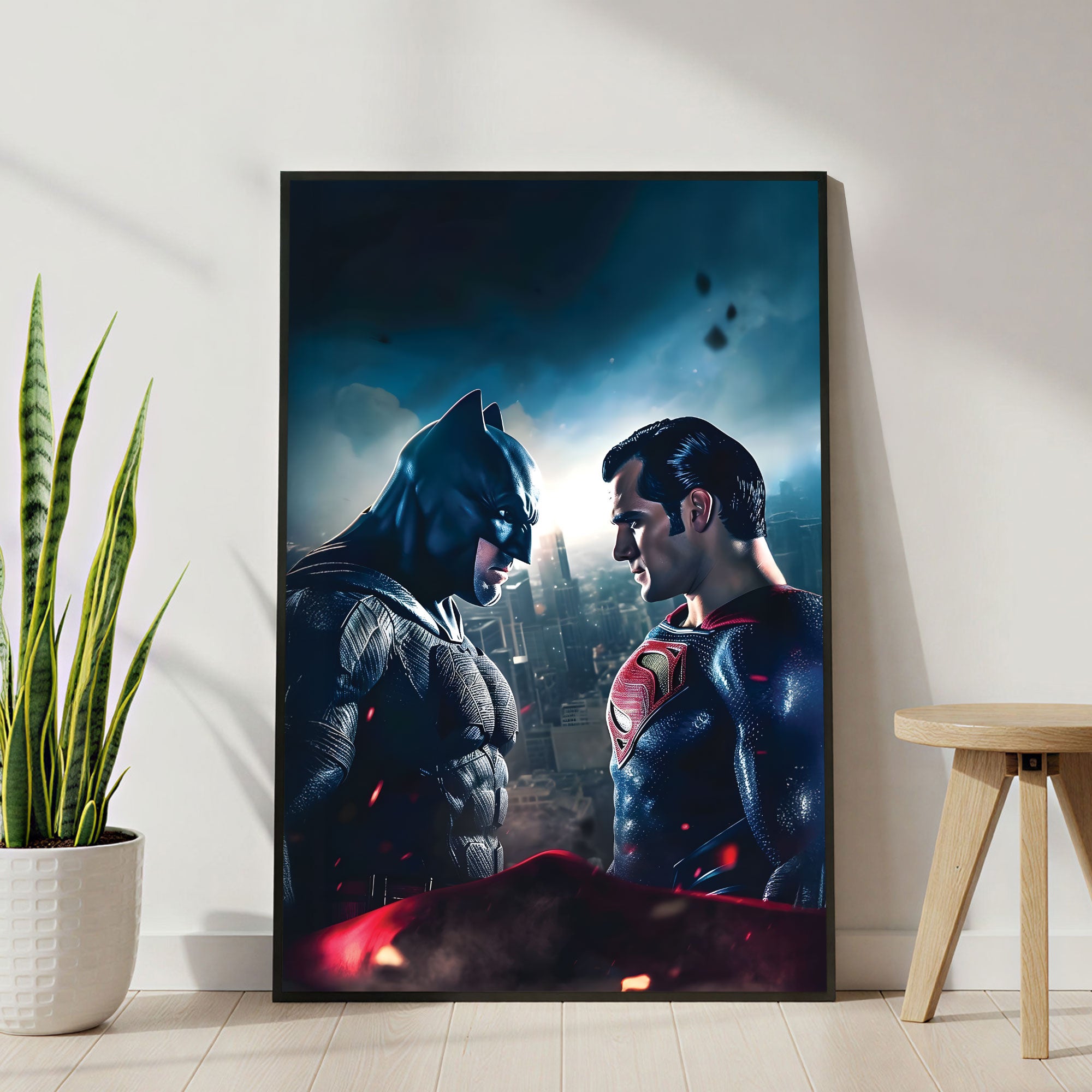 The Castle Decor Superhero Face-Off Wall Art Poster, Epic Hero vs Rival Cinematic Style Artwork with Premium Sparkle Finish, 20×30 Inch Wall Décor for Gaming Room