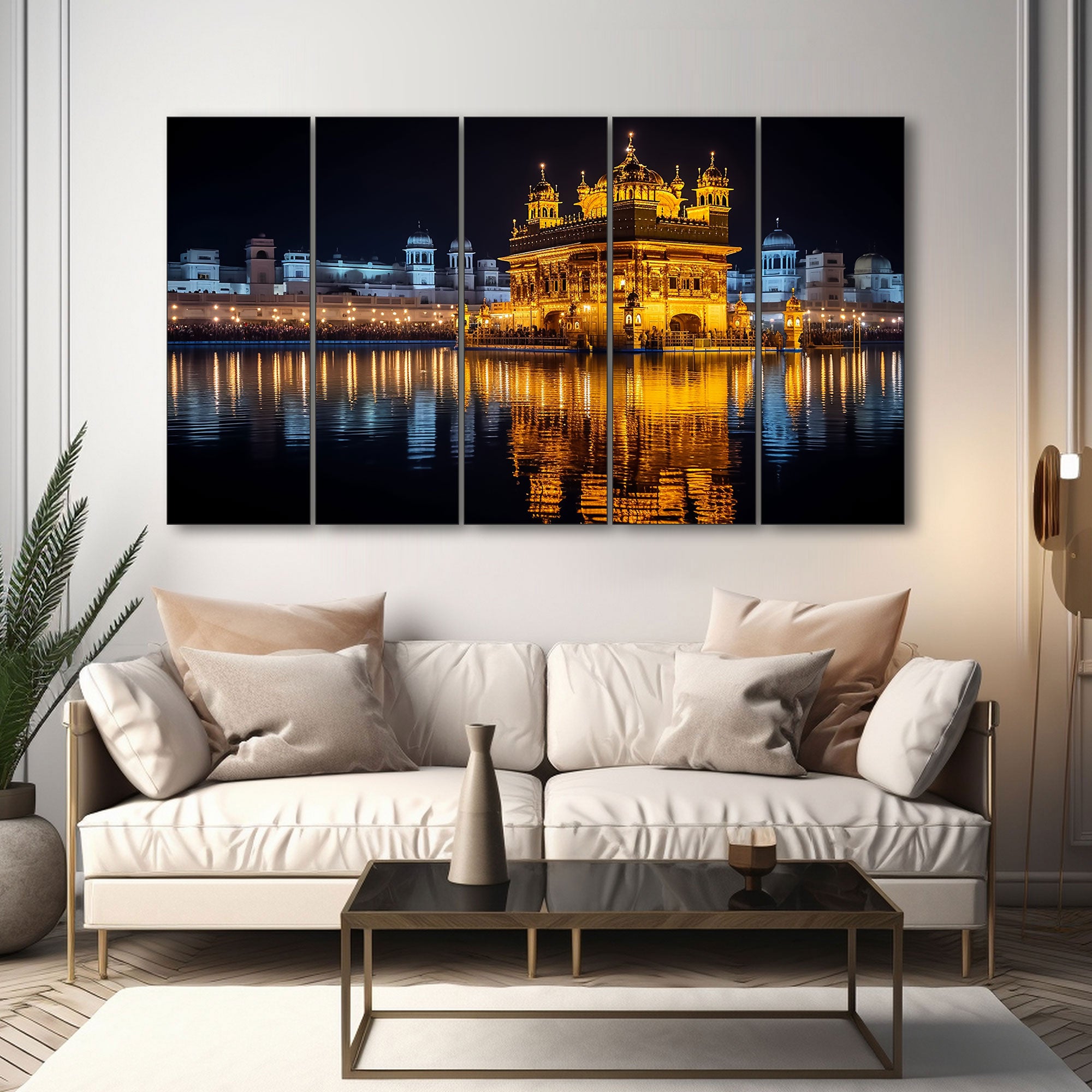 Golden Temple Painting with frame Big Size Wall Art for living room,Bedroom,Drawing room,Hotels