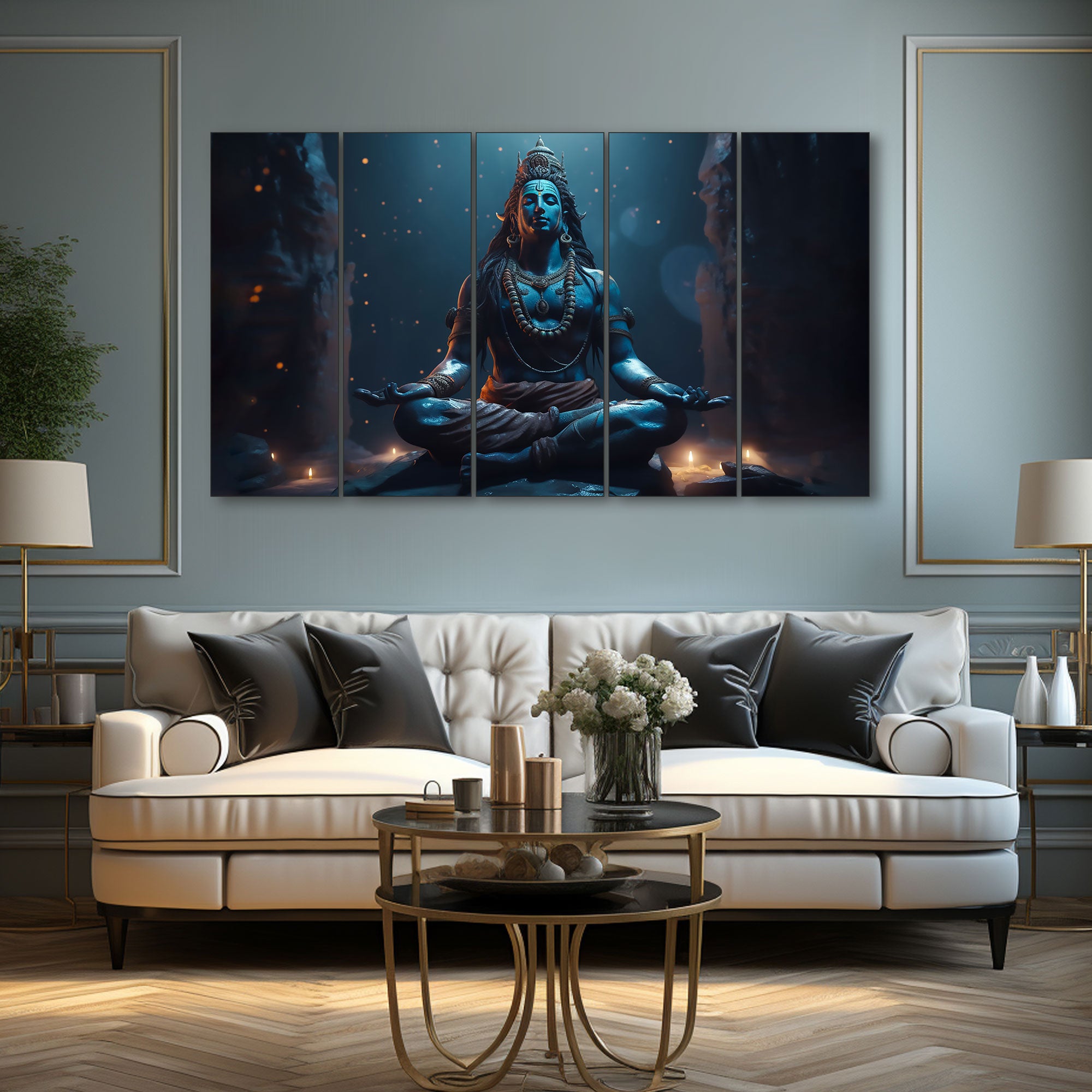 Lord Shiva Painting with frame Big Size Wall Art for living room,Bedroom,Drawing room,Hotels