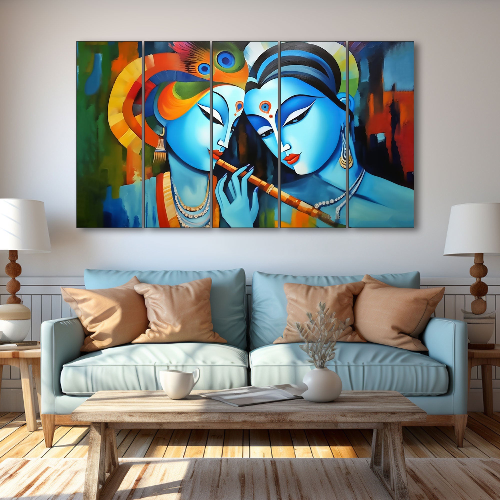 Radha Krishna Painting with frame Big Size Wall Art for living room,Bedroom,Drawing room,Hotels