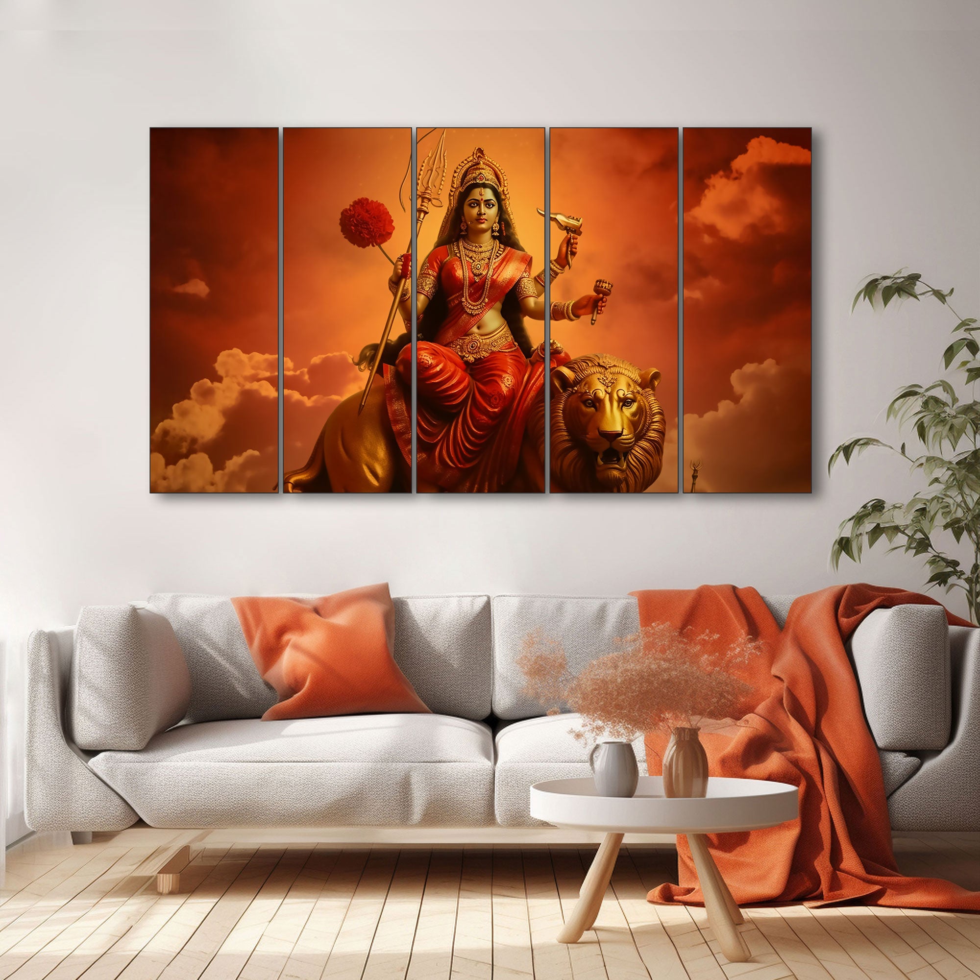 Durga Mata ji Painting with frame Big Size Wall Art for living room,Bedroom,Drawing room,Hotels