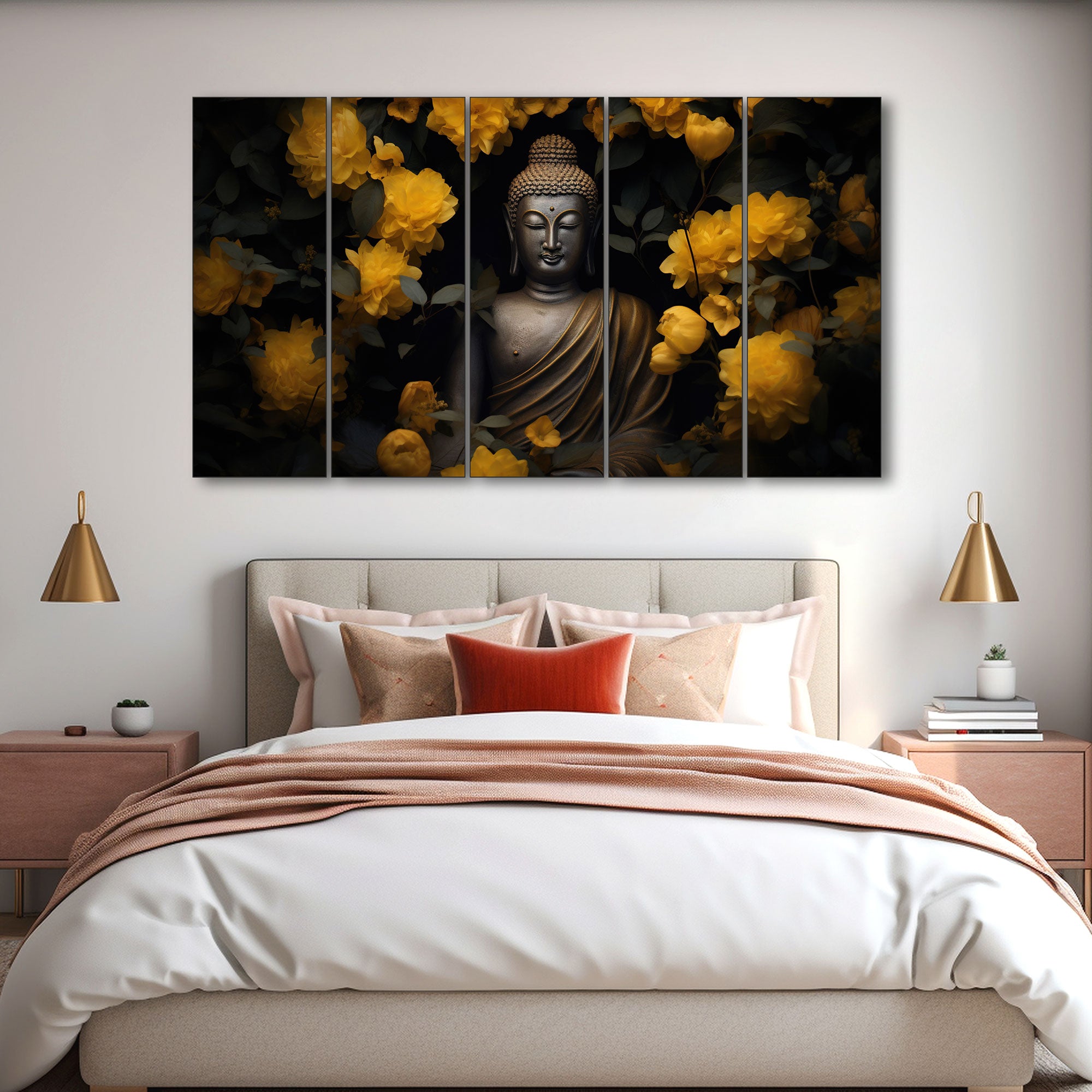 Lord Budha Painting with frame Big Size Wall Art for living room,Bedroom,Drawing room,Hotels