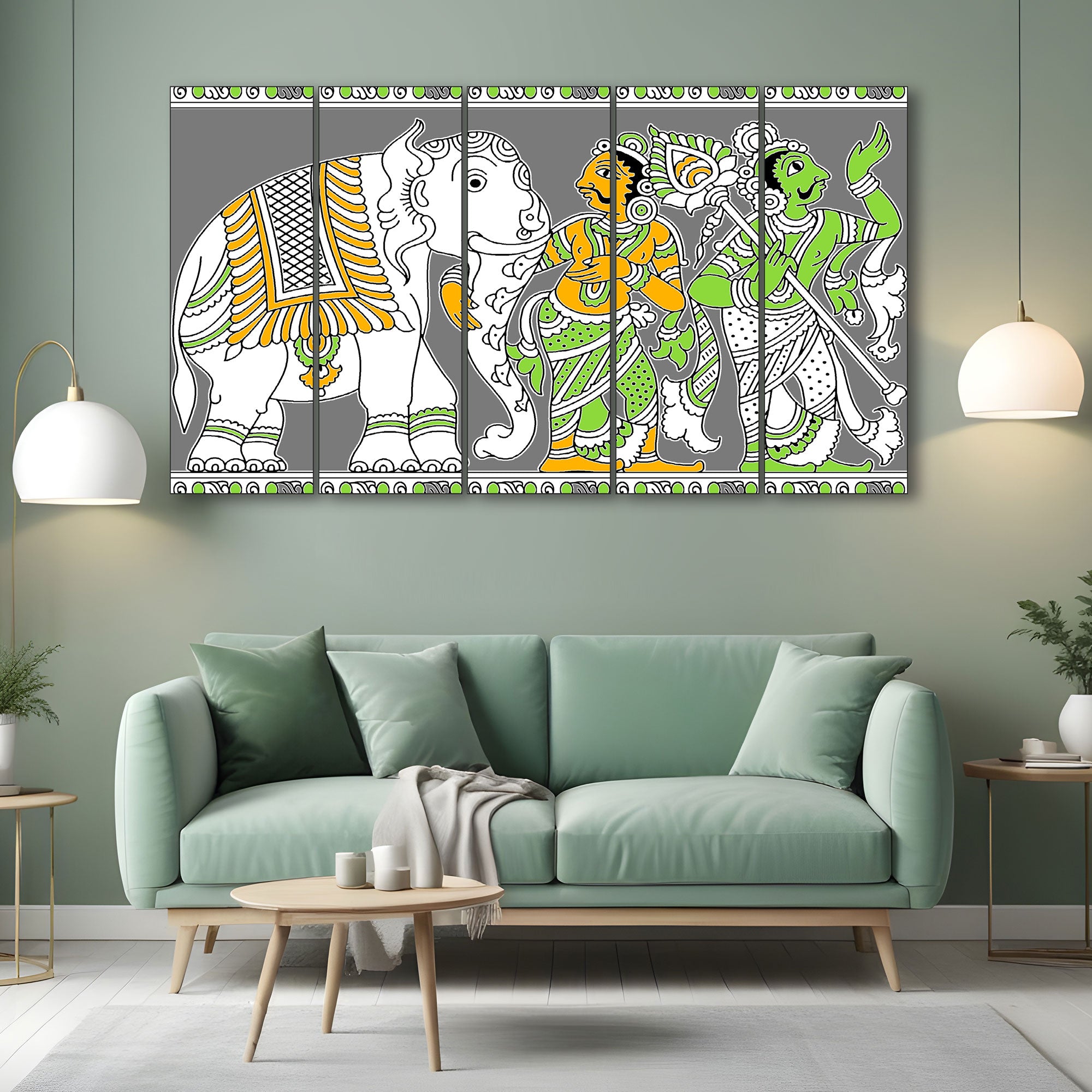Madhubani Art Painting with frame Big Size Wall Art for living room,Bedroom,Drawing room,Hotels