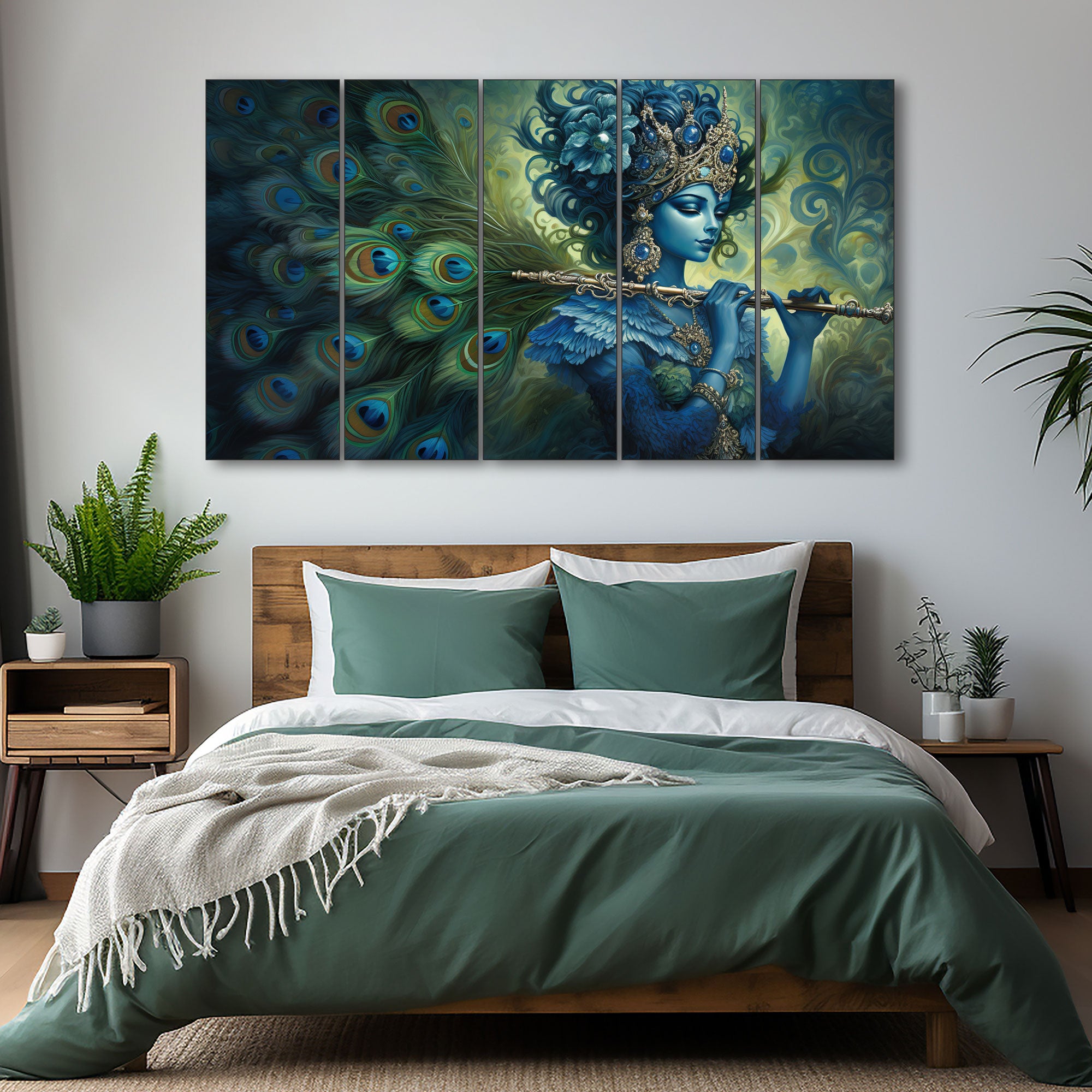 Krishna Ji Painting with frame Big Size Wall Art for living room,Bedroom,Drawing room,Hotels 27x48"