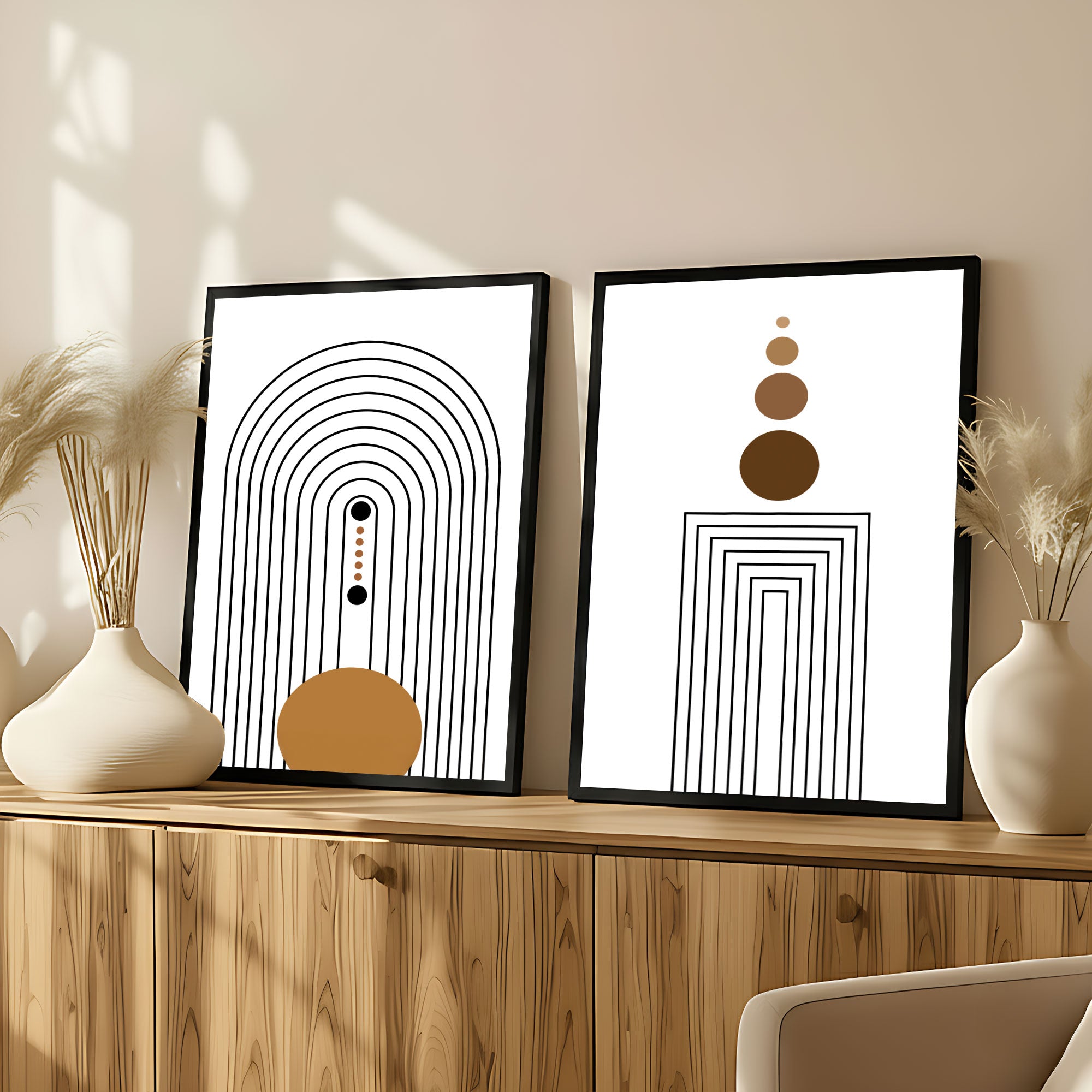 The Castle Decor Boho Wall Art for Living Room Big Size | Framed Abstract Botanical Paintings for Living Room & Bedroom | Modern Home Decoration & Perfect Gifting Option | Set of 2 (11×17 Inch Each)8