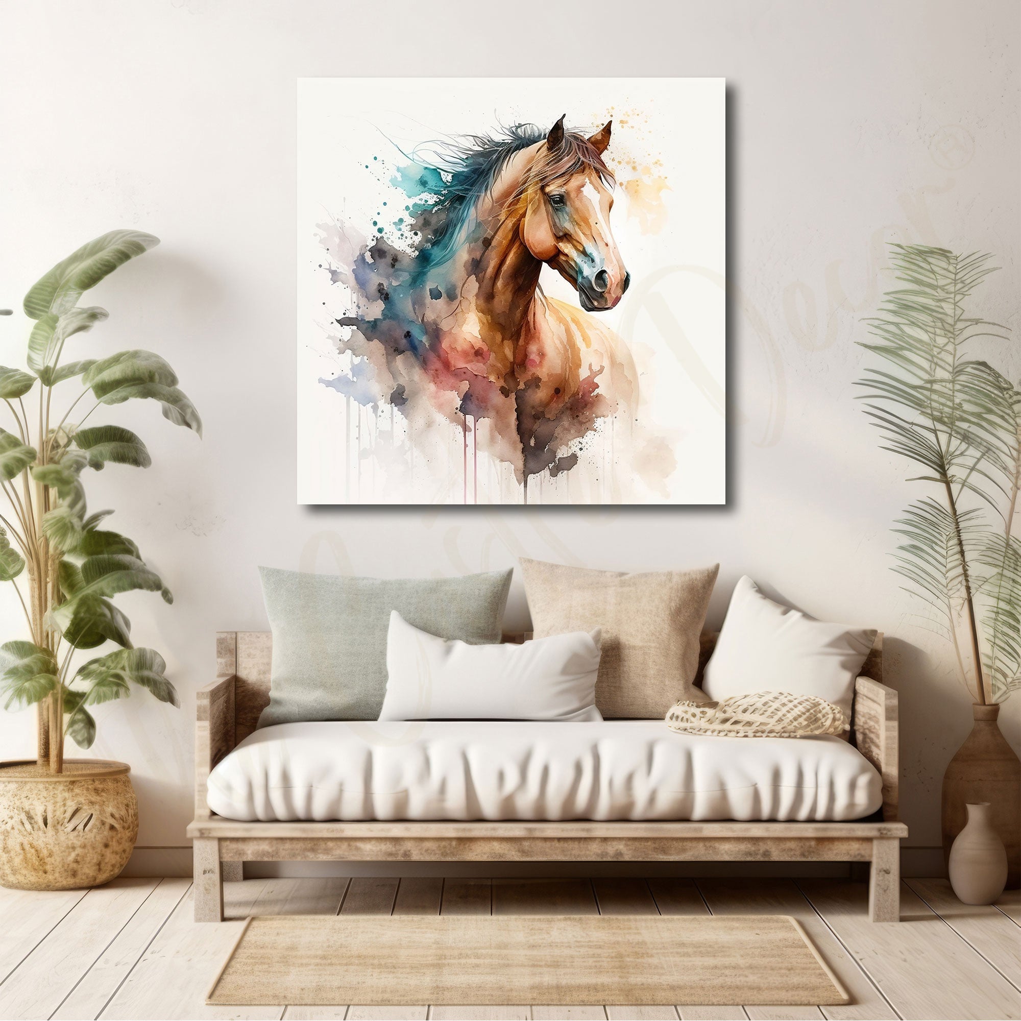 Rainbow Modern horse with frame Big Size Wall Art for living room,Bedroom,Drawing room,Hotels