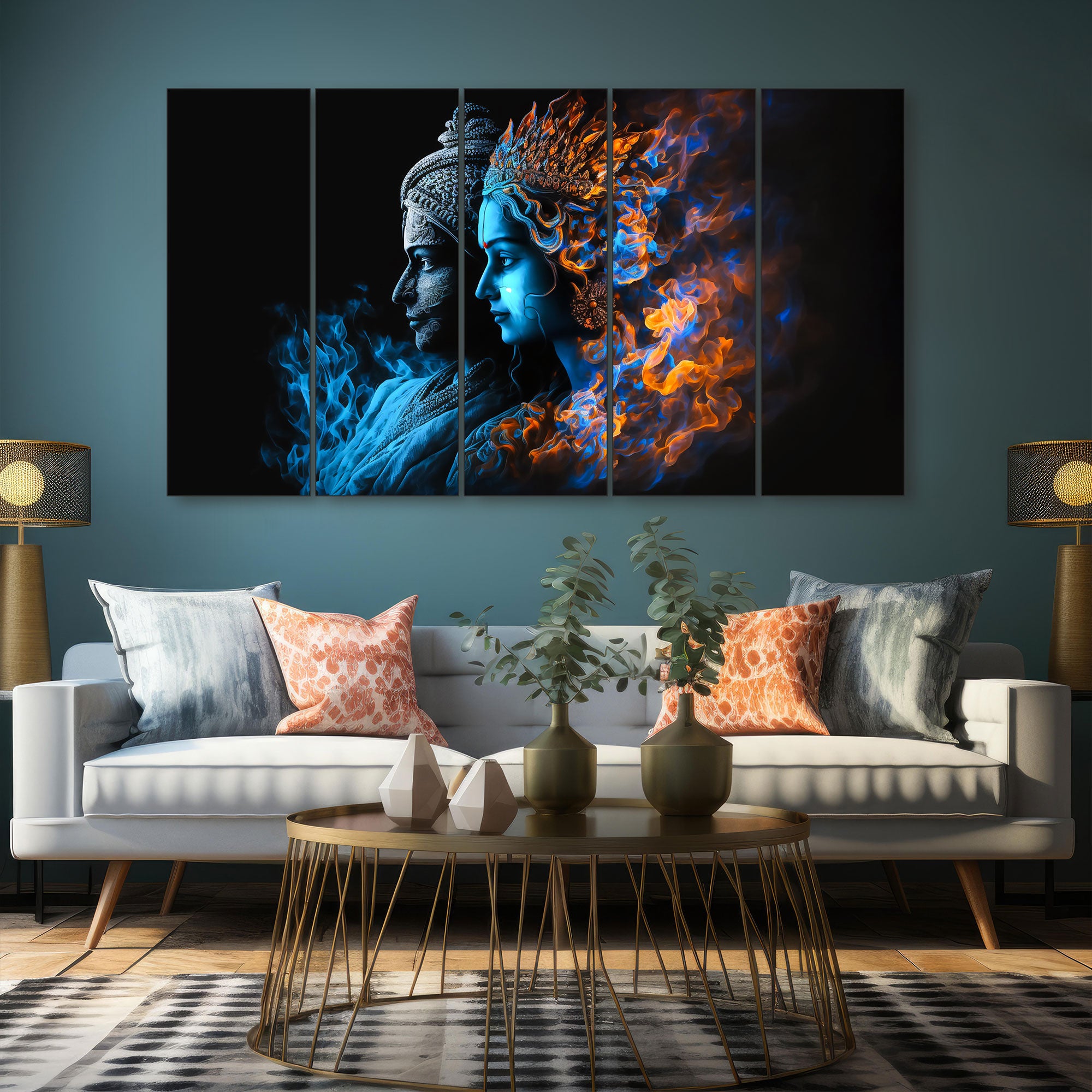 Radha Krishna Painting with frame Big Size Wall Art for living room,Bedroom,Drawing room,Hotels
