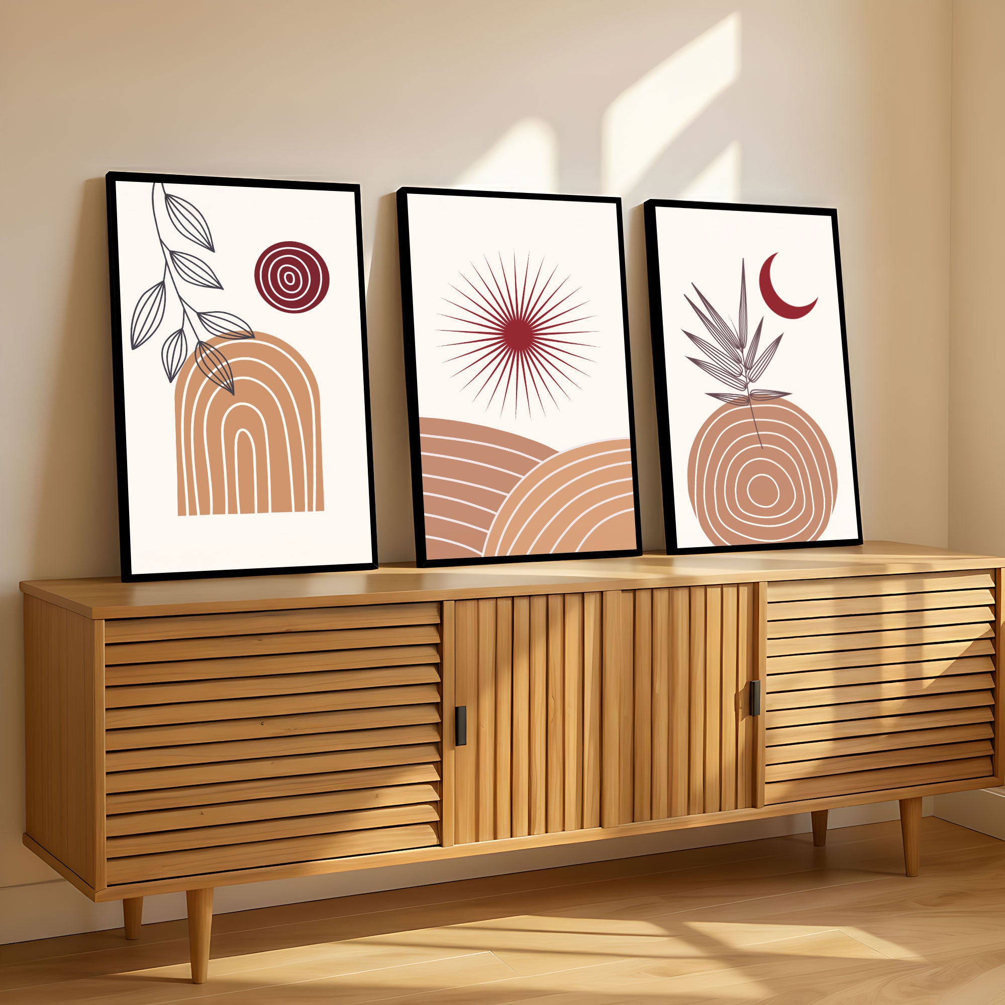 The Castle Decor Boho Wall Art for Living Room Big Size | Framed Abstract Botanical Paintings for Living Room & Bedroom | Modern Home Decoration & Perfect Gifting Option | Set of 3 (11×17 Inch Each) –2