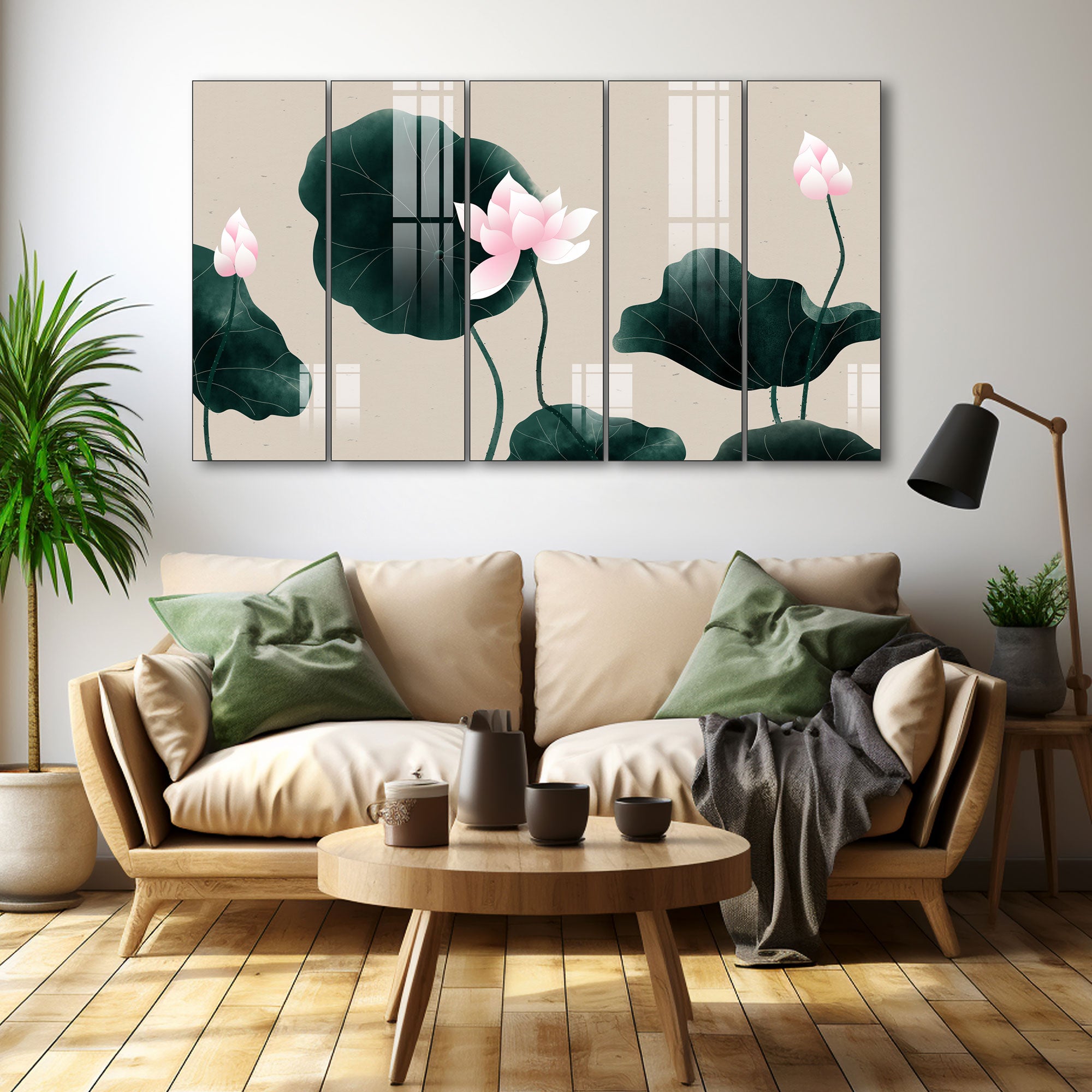 Lotus Painting with frame Big Size Wall Art for living room,Bedroom,Drawing room,Hotels 27x48"