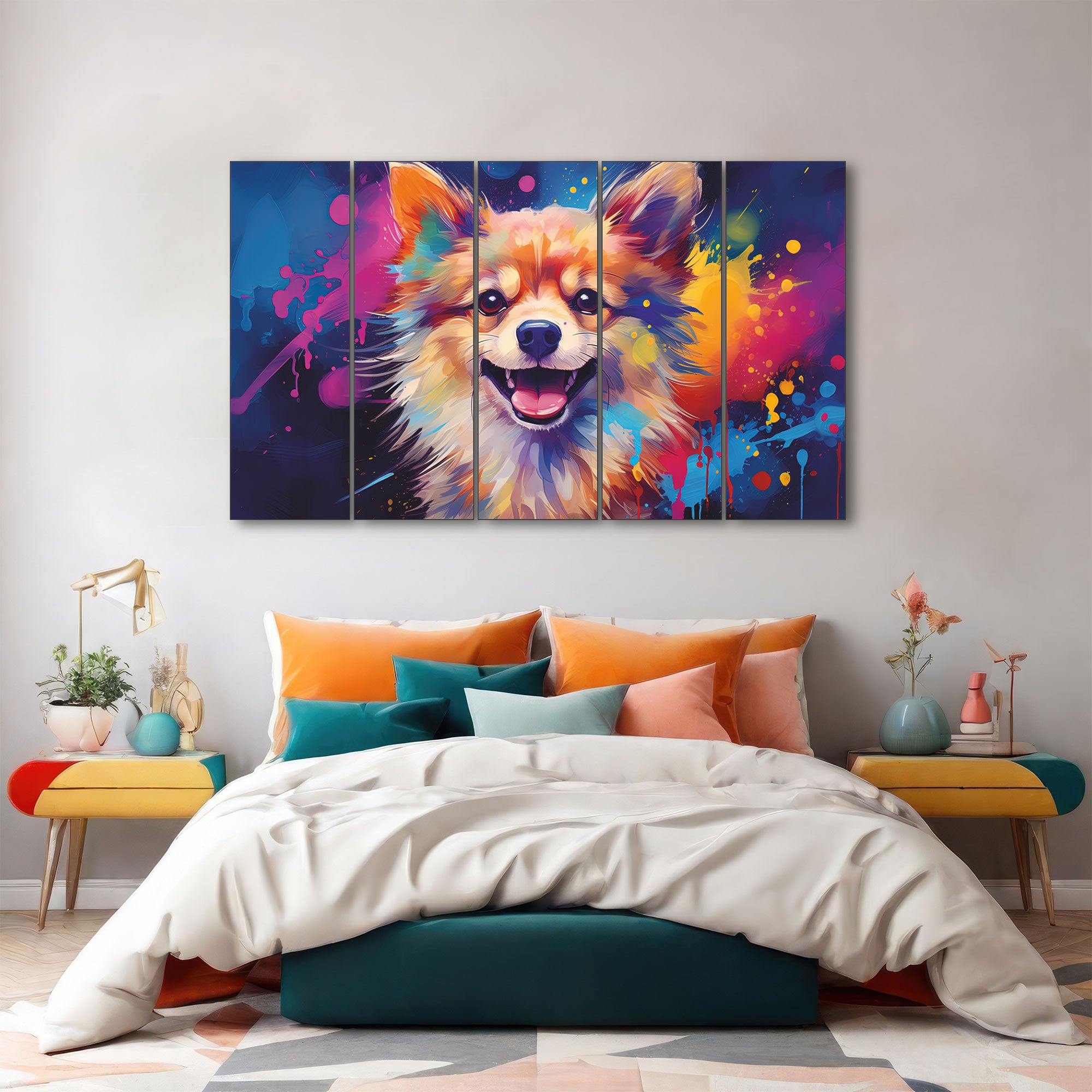Dogs Painting with frame Big Size Wall Art for living room,Bedroom,Drawing room,Hotels