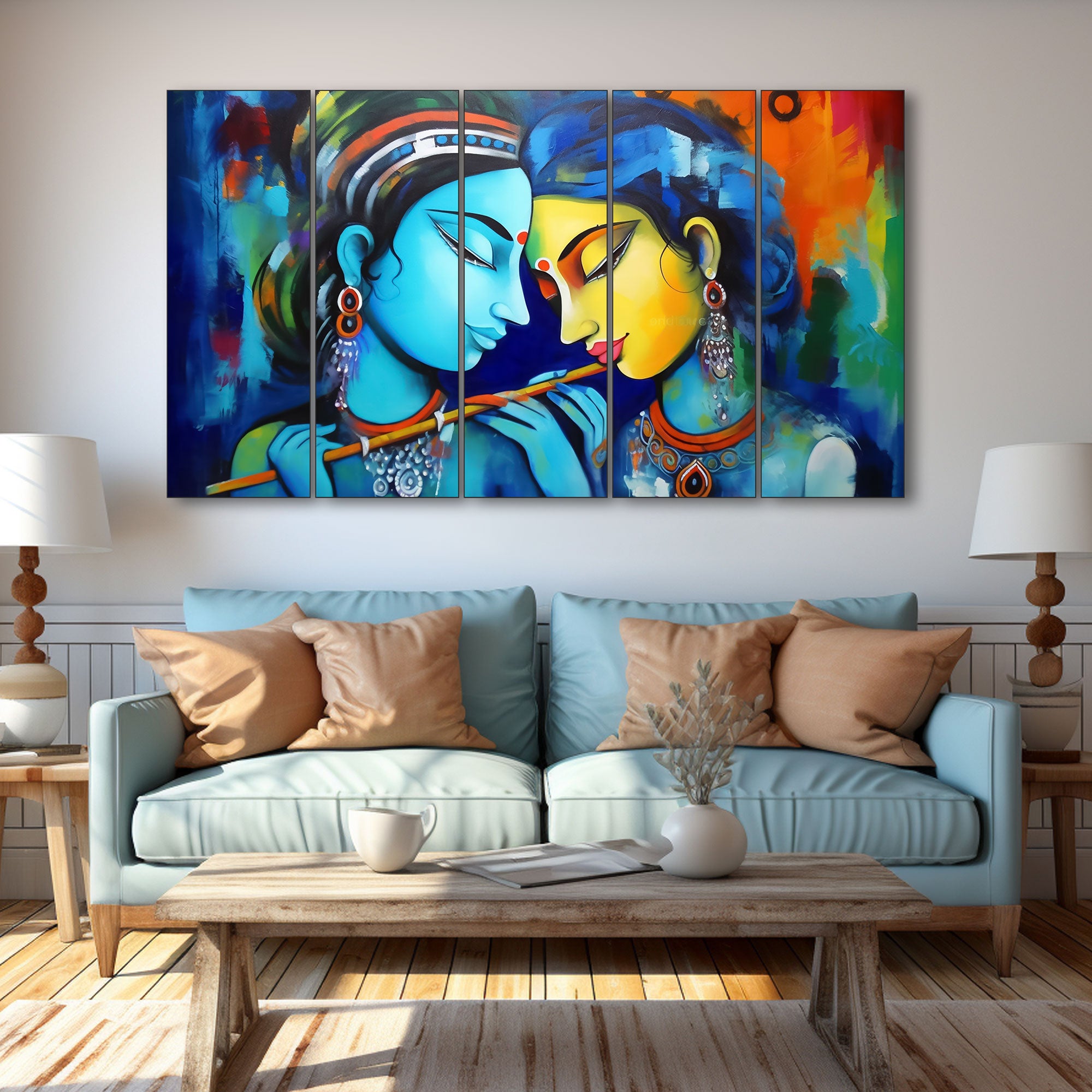 Radha Krishna Painting with frame Big Size Wall Art for living room,Bedroom,Drawing room,Hotels