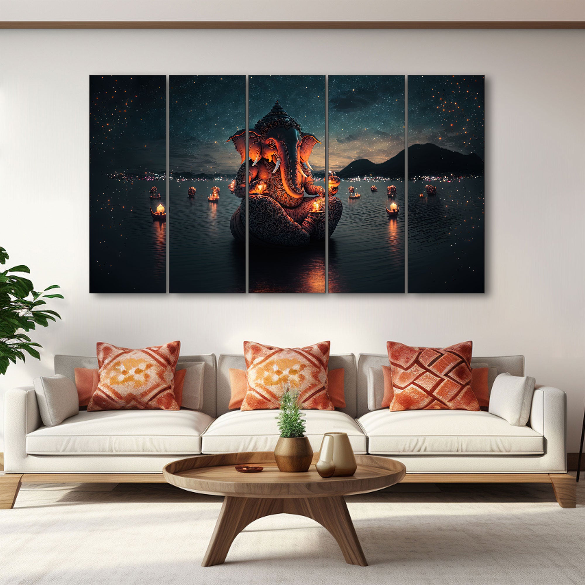 Lord Ganesha Painting with frame Big Size Wall Art for living room,Bedroom,Drawing room,Hotels 36x60"