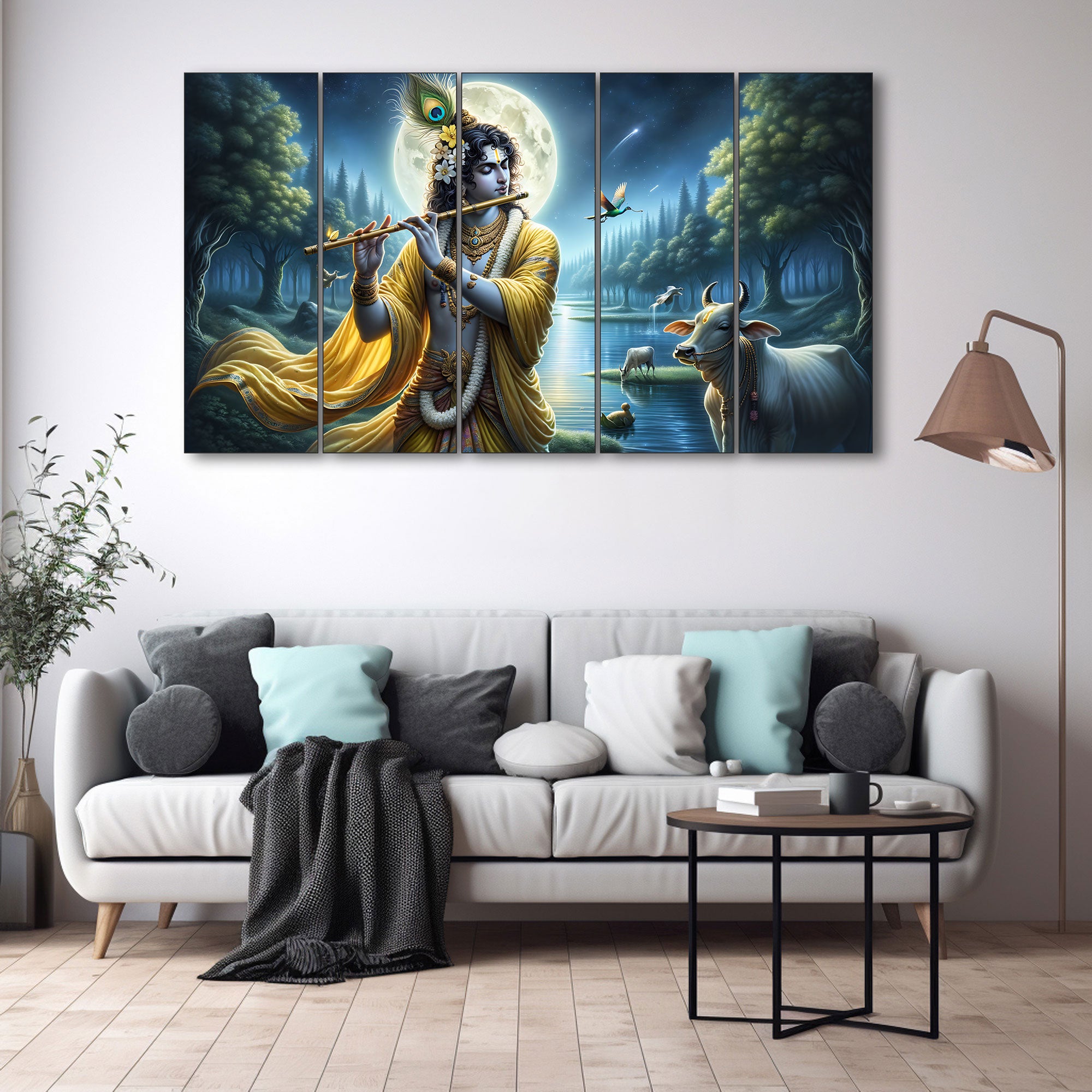 Krishna Ji Painting with frame Big Size Wall Art for living room,Bedroom,Drawing room,Hotels 27x48"