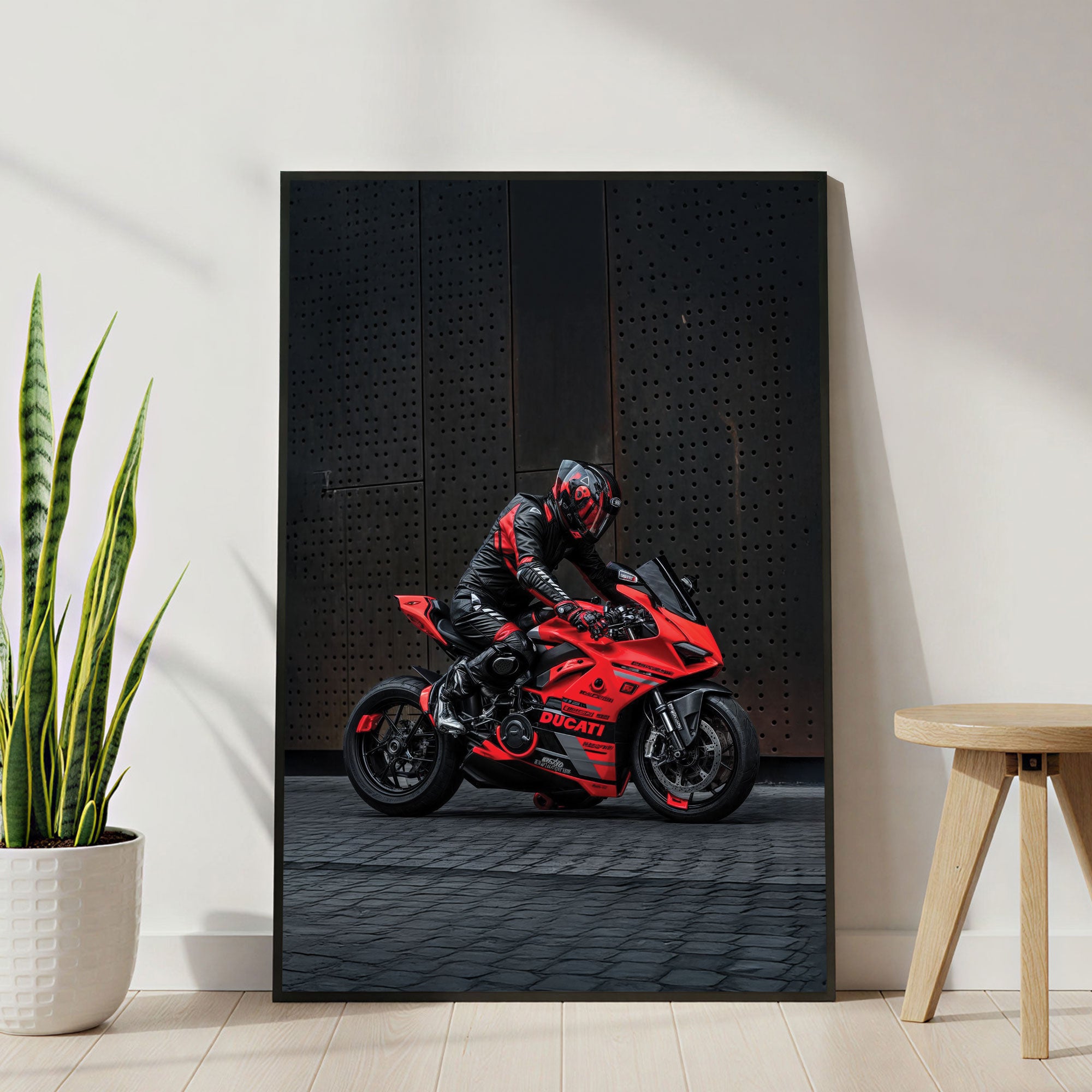 The Castle Decor Superbike Racing Wall Art Poster, High Speed Motorcycle Rider Action Artwork with Premium Sparkle Finish, 20×30 Inch Wall Décor for Garage & Man Cave