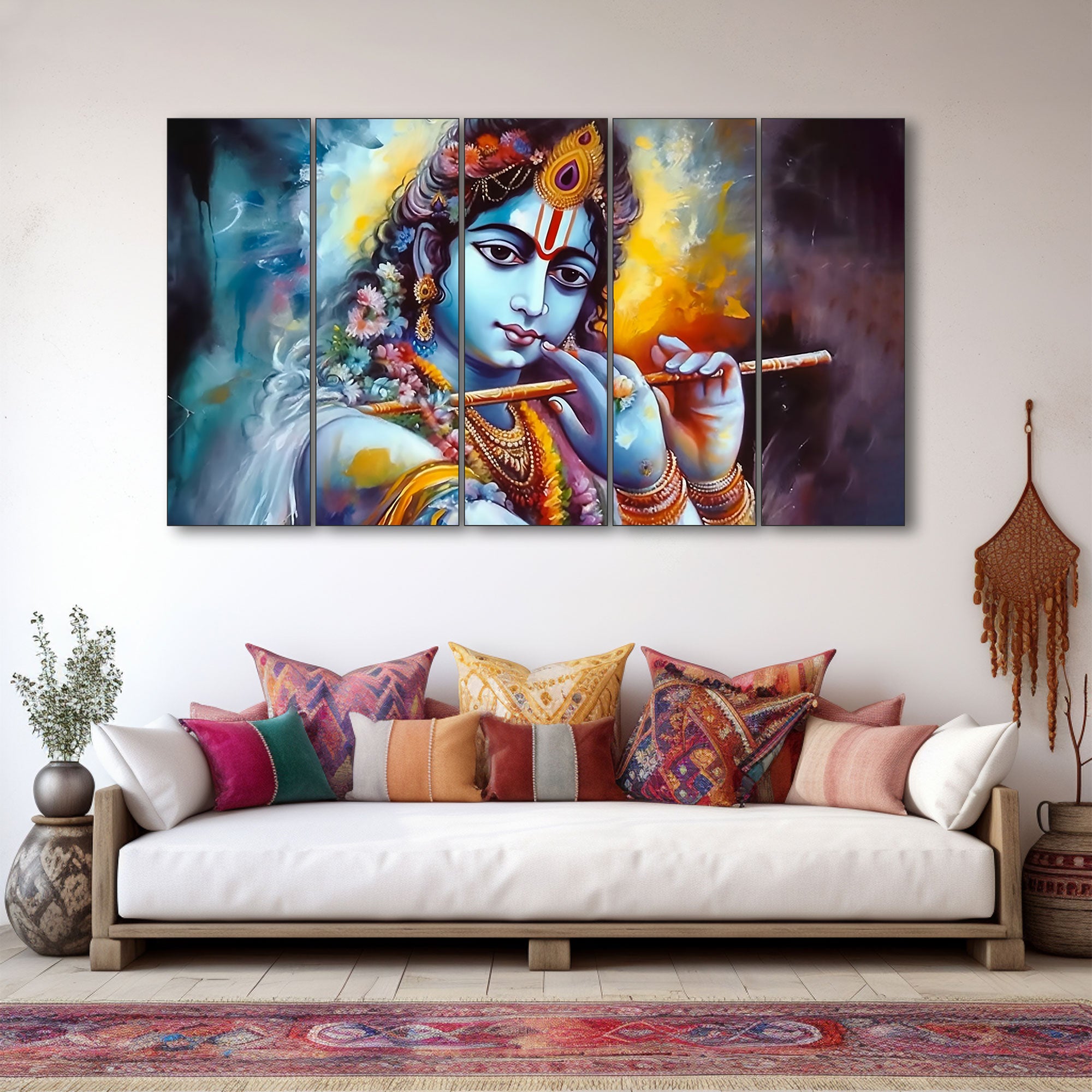 Krishna Ji Painting with frame Big Size Wall Art for living room,Bedroom,Drawing room,Hotels