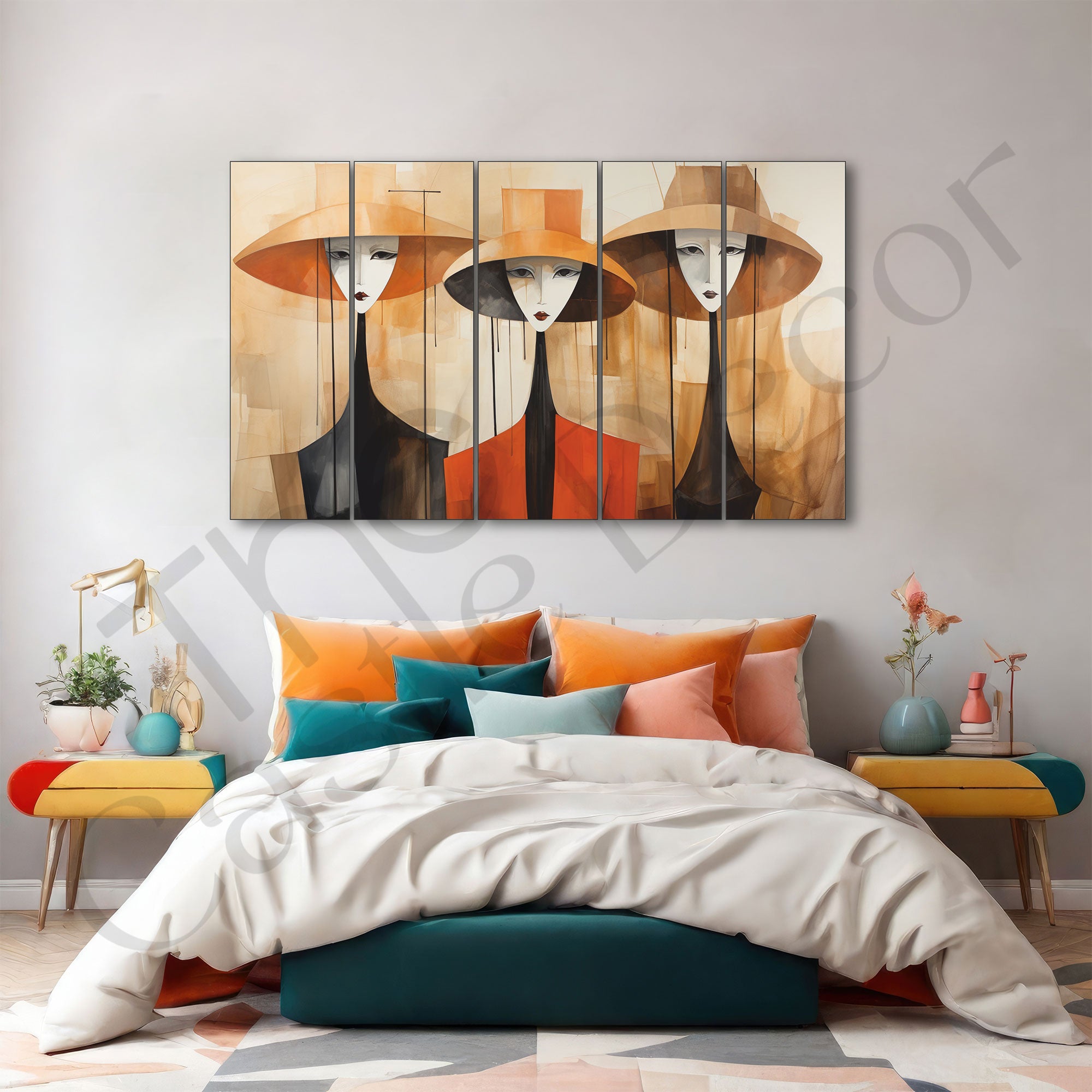 Woman Abstract Painting with frame Big Size Wall Art for living room,Bedroom,Drawing room,Hotels