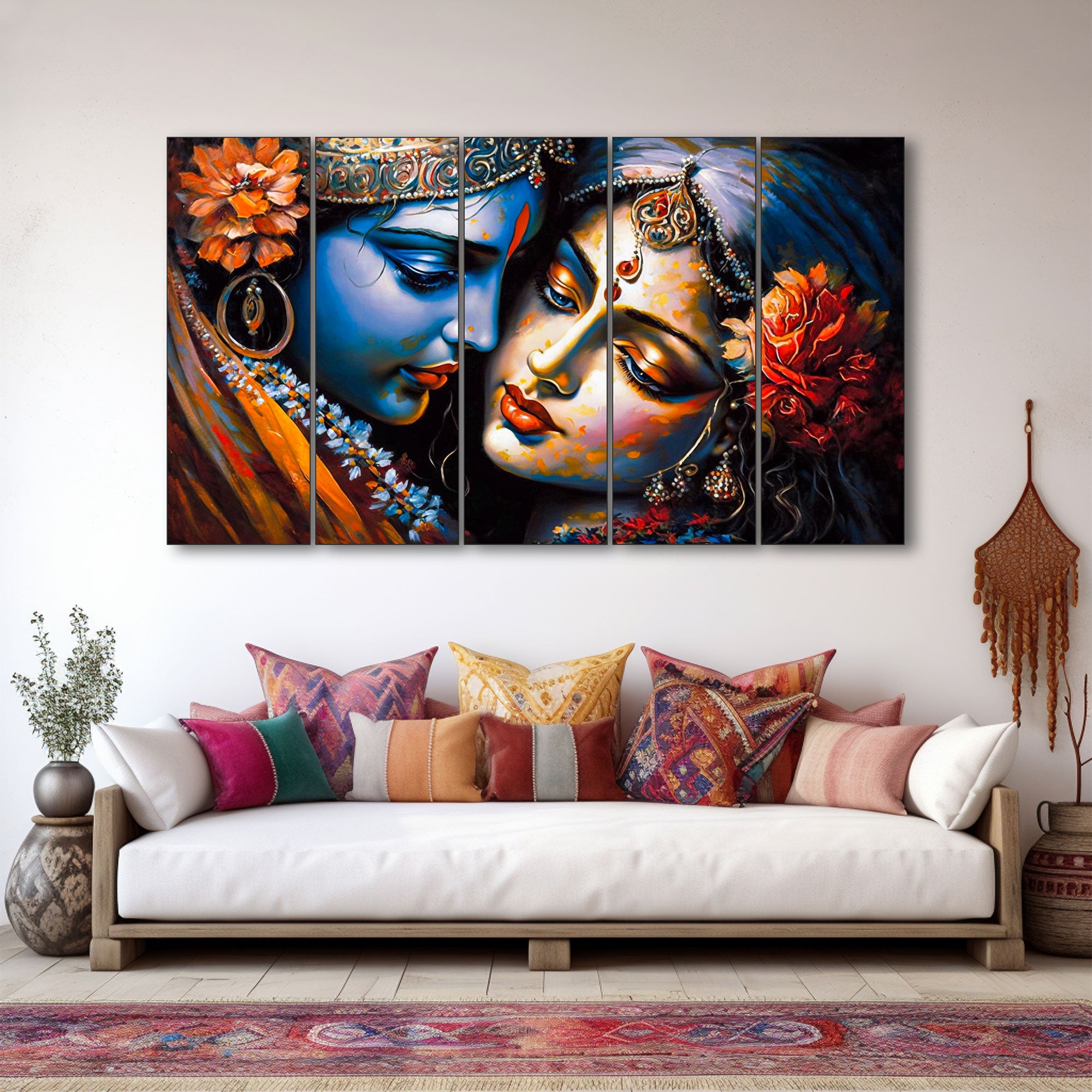 Radha Krishna Painting with frame Big Size Wall Art for living room,Bedroom,Drawing room,Hotels