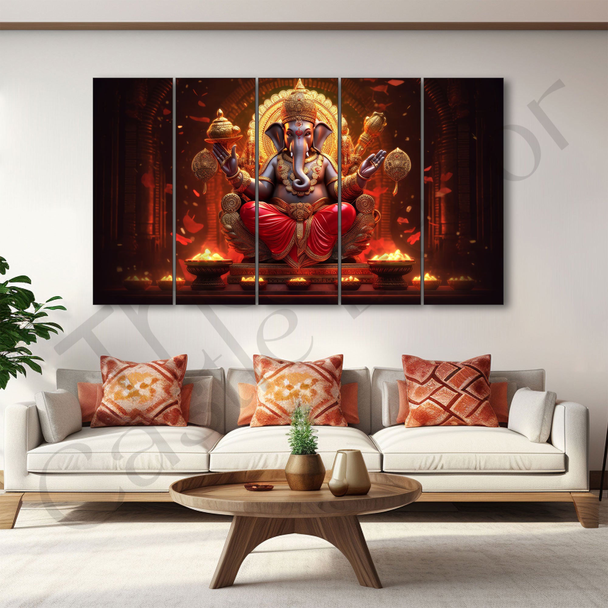 Lord Ganesha Painting with frame Big Size Wall Art for living room,Bedroom,Drawing room,Hotels