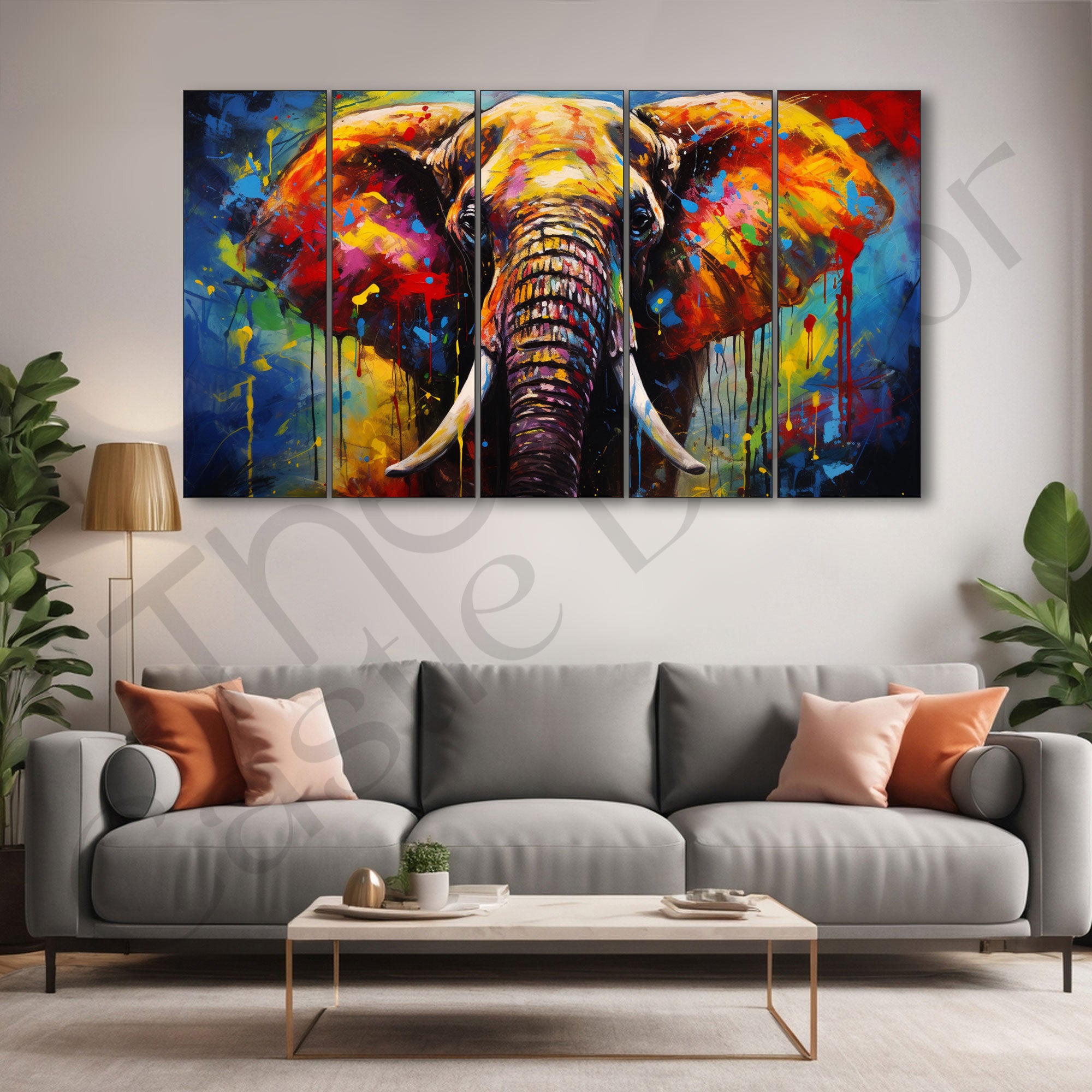 Elephant Painting with frame Big Size Wall Art for living room,Bedroom,Drawing room,Hotels