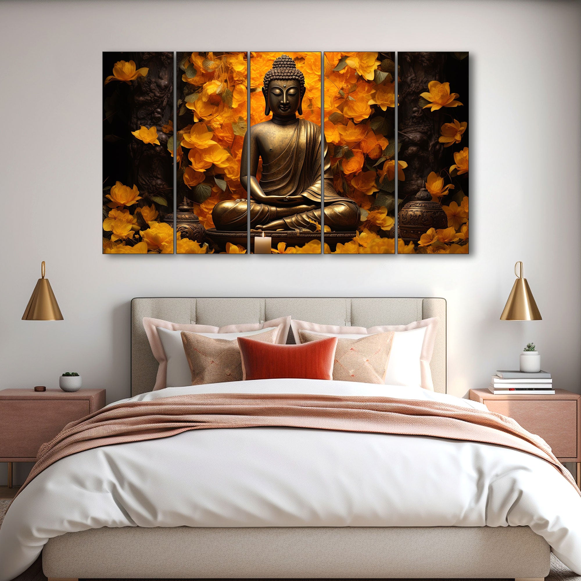 Lord Budha Painting with frame Big Size Wall Art for living room,Bedroom,Drawing room,Hotels