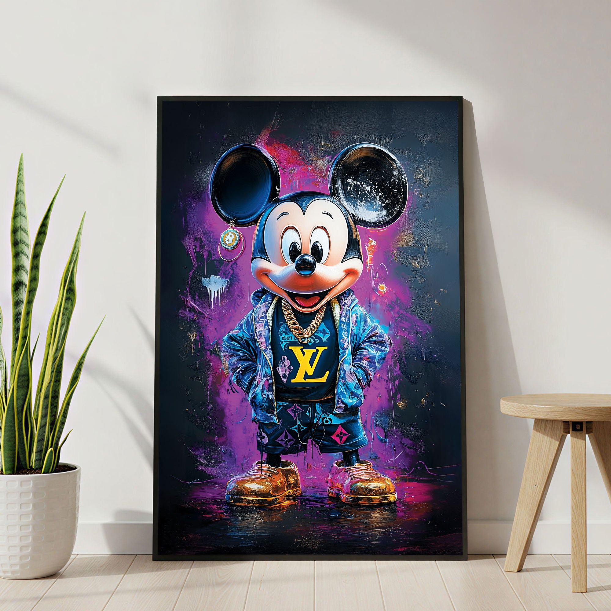 The Castle Decor Luxury Mouse Pop Art Wall Poster, Designer Fashion Street Artwork with Sparkle Finish, 20×30 Inch Wall Décor for Bedroom & Modern Interiors