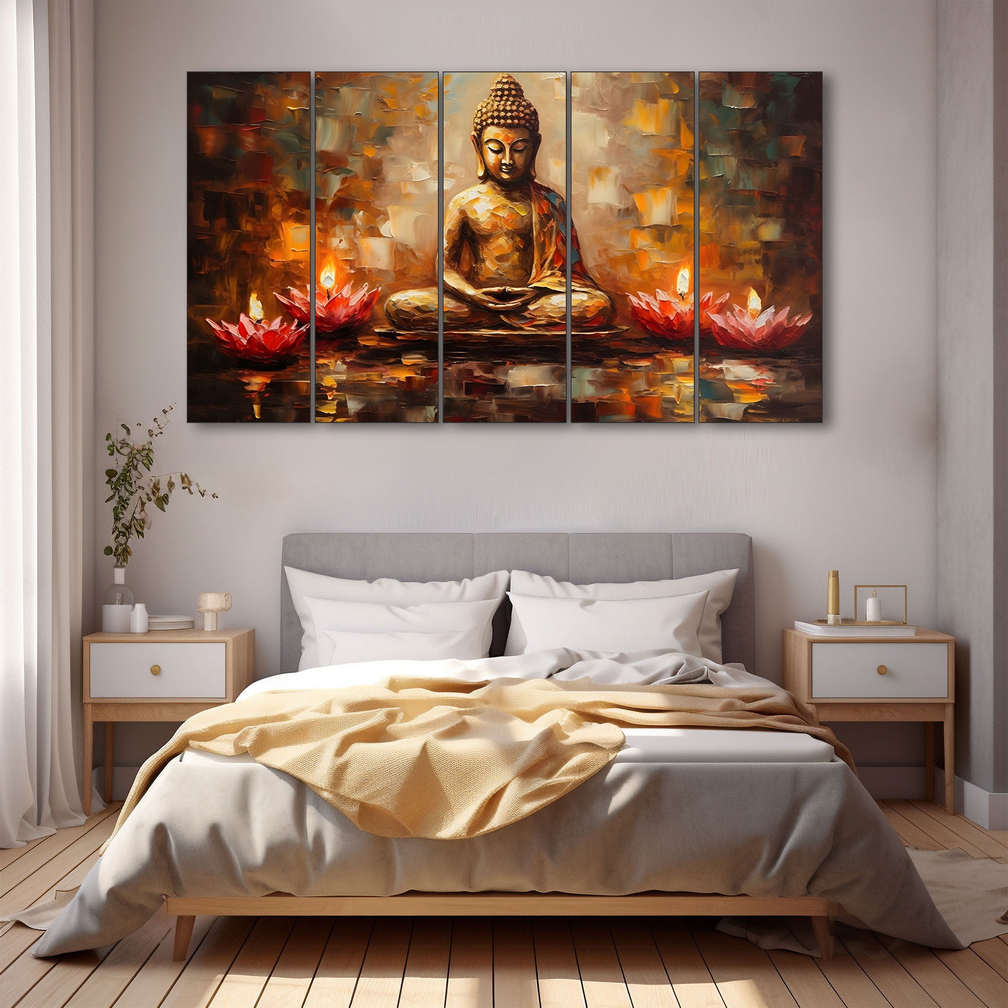 Lord Budha Painting with frame Big Size Wall Art for living room,Bedroom,Drawing room,Hotels