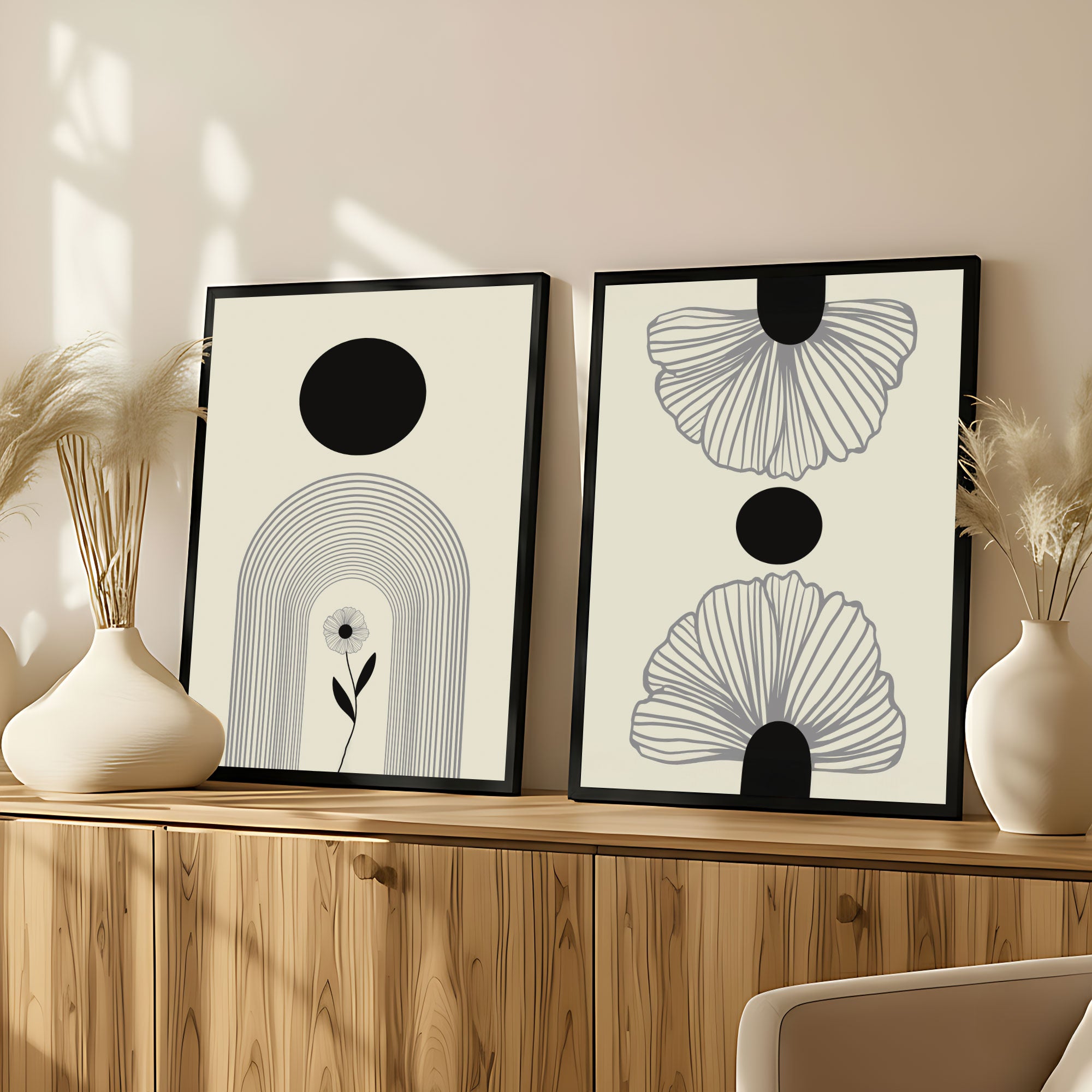 The Castle Decor Boho Wall Art for Living Room Big Size | Framed Abstract Botanical Paintings for Living Room & Bedroom | Modern Home Decoration & Perfect Gifting Option | Set of 2 (11×17 Inch Each)13