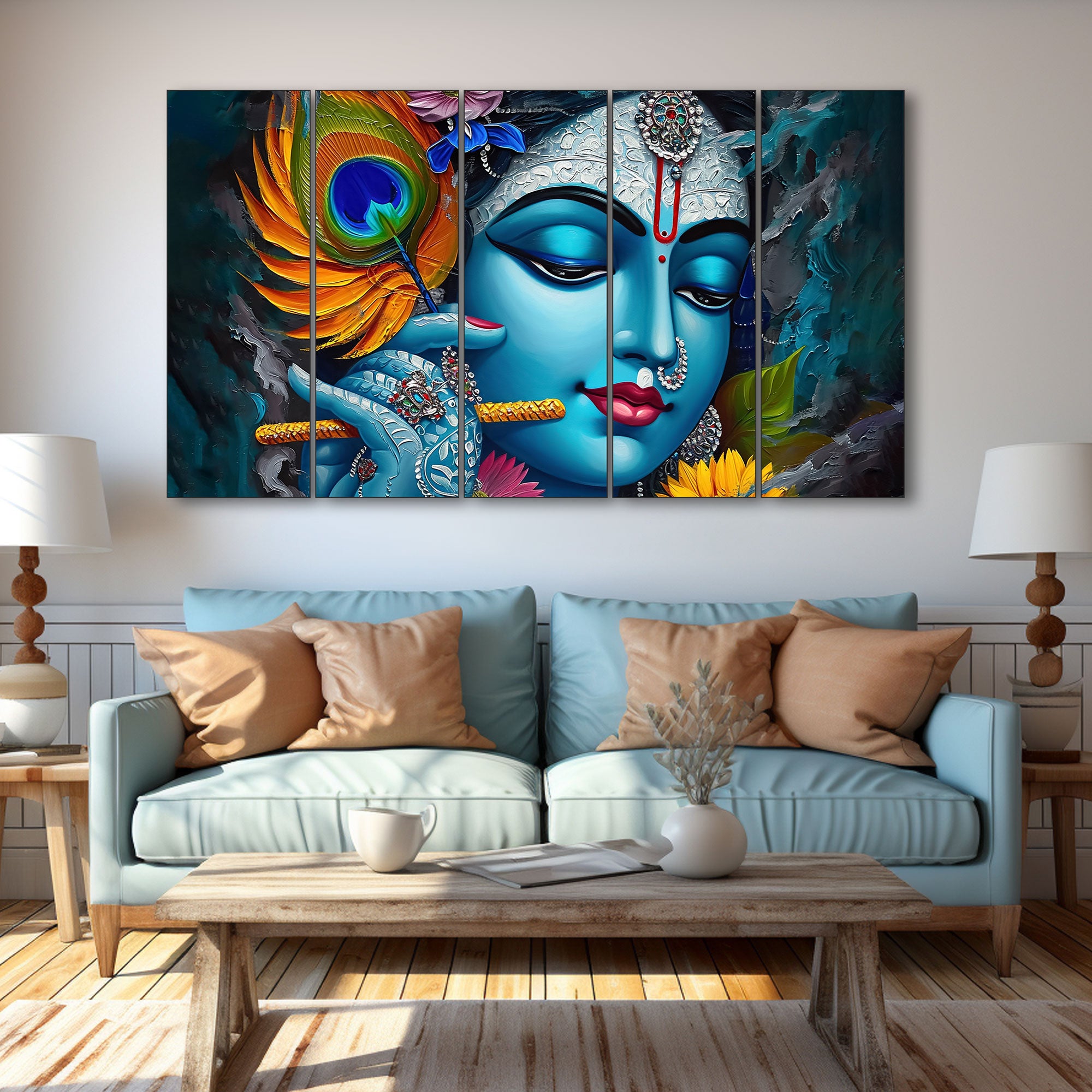 Radha Krishna Painting with frame Big Size Wall Art for living room,Bedroom,Drawing room,Hotels