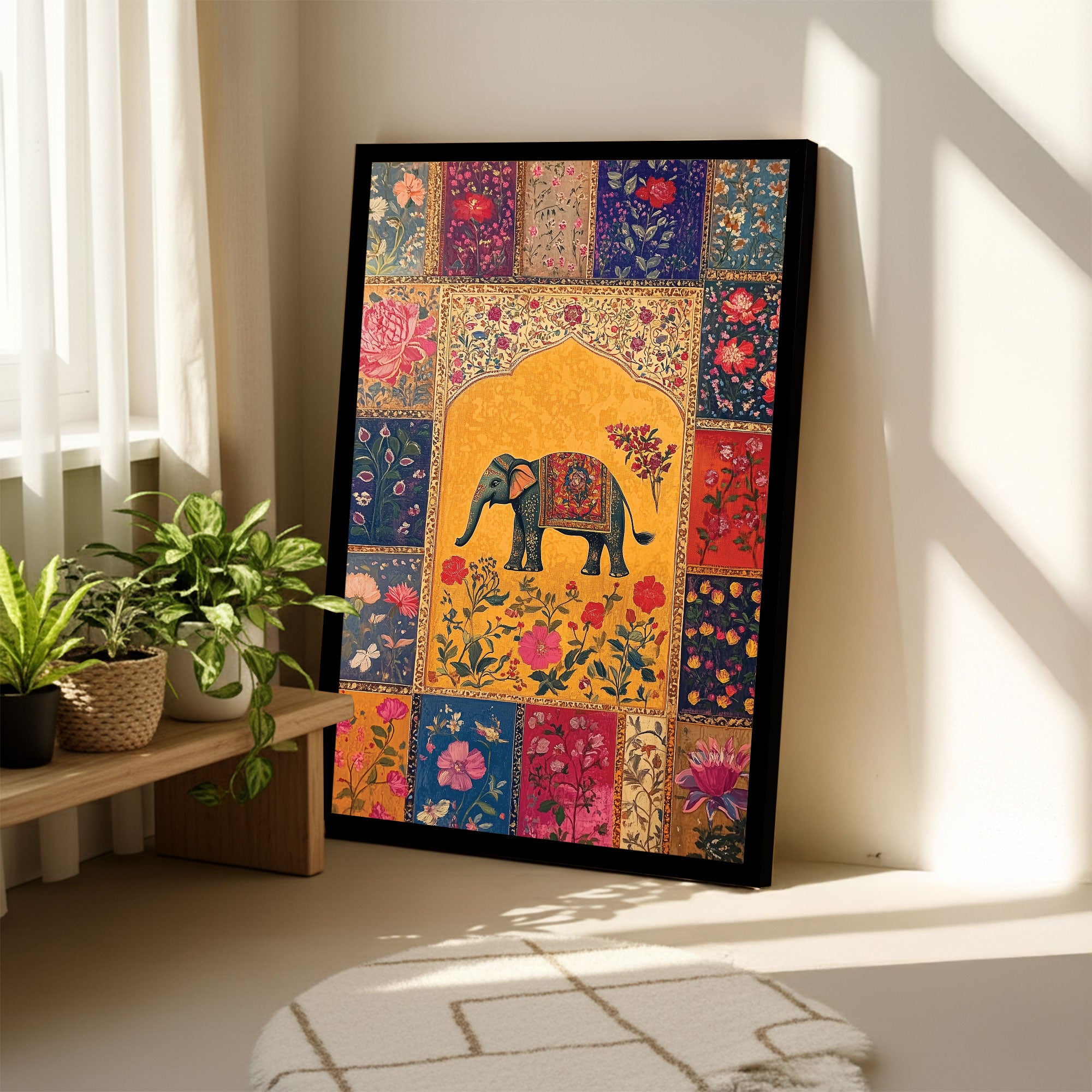 The Castle Decor Traditional Madhubani Wall Painting | Authentic Mithila Art for Living Room & Bedroom | Big Size Framed Indian Folk Art Décor | Multicolor Madhubani Artwork (20x30 Inch)