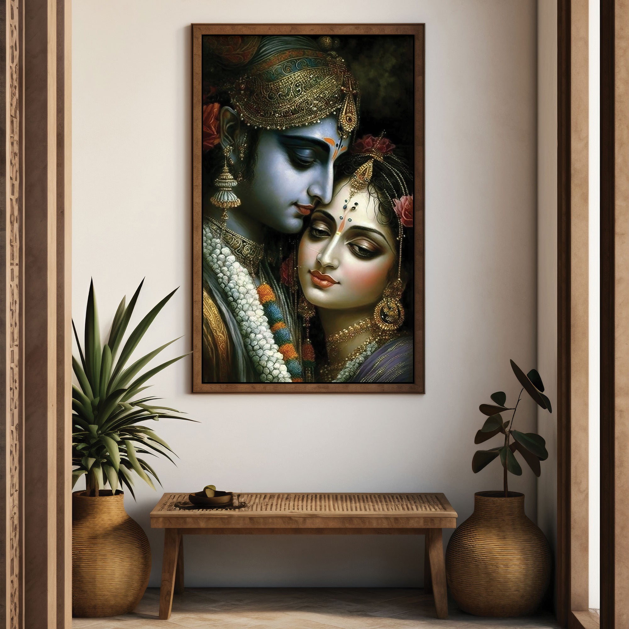 Radha krishan love Canvas painting with frame Big Size Wall Art for living room,Bedroom,Drawing roomHotels