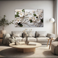 white flowers Canvas painting Big Size Wall Art for living room,Bedroom,Drawing room,Hotels