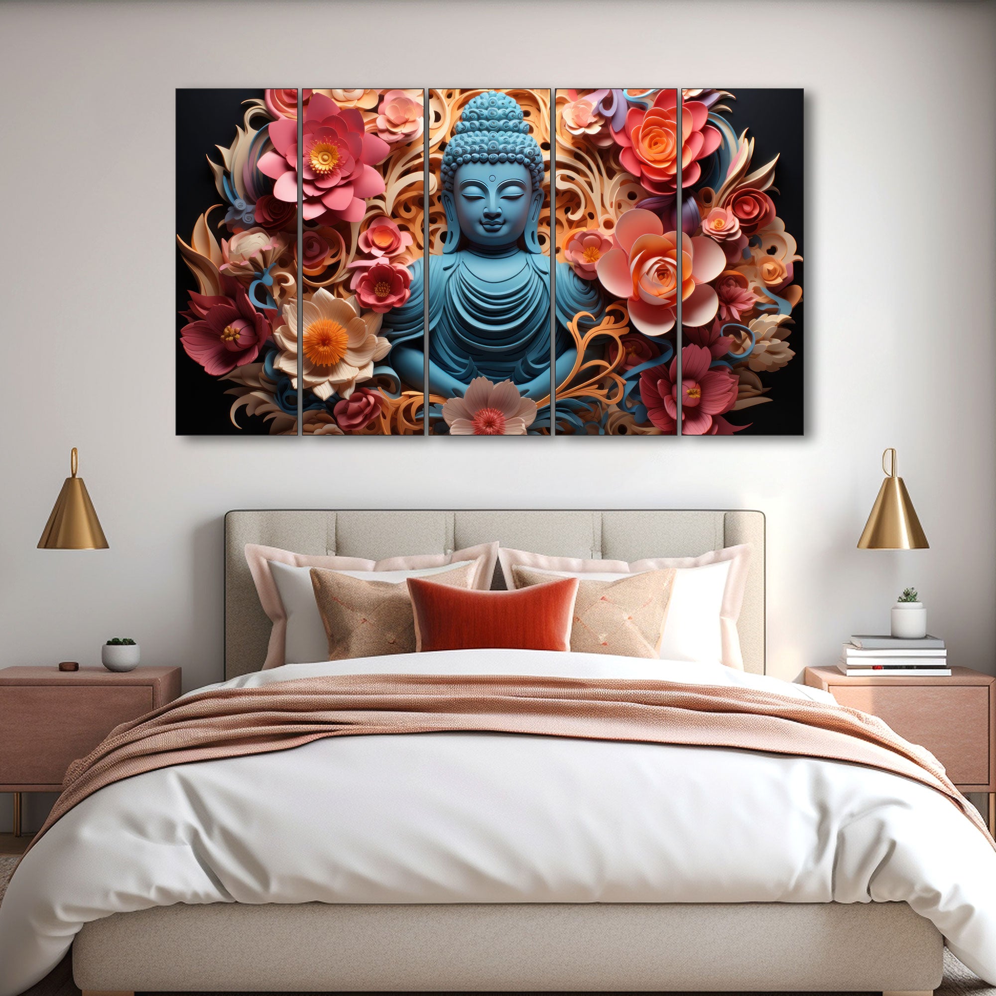 Lord Budha Painting with frame Big Size Wall Art for living room,Bedroom,Drawing room,Hotels