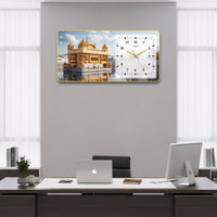 The Castle Decor Golden Temple Wall Clock 24x12 Inch | Silent Sweep Decorative Wall Clock