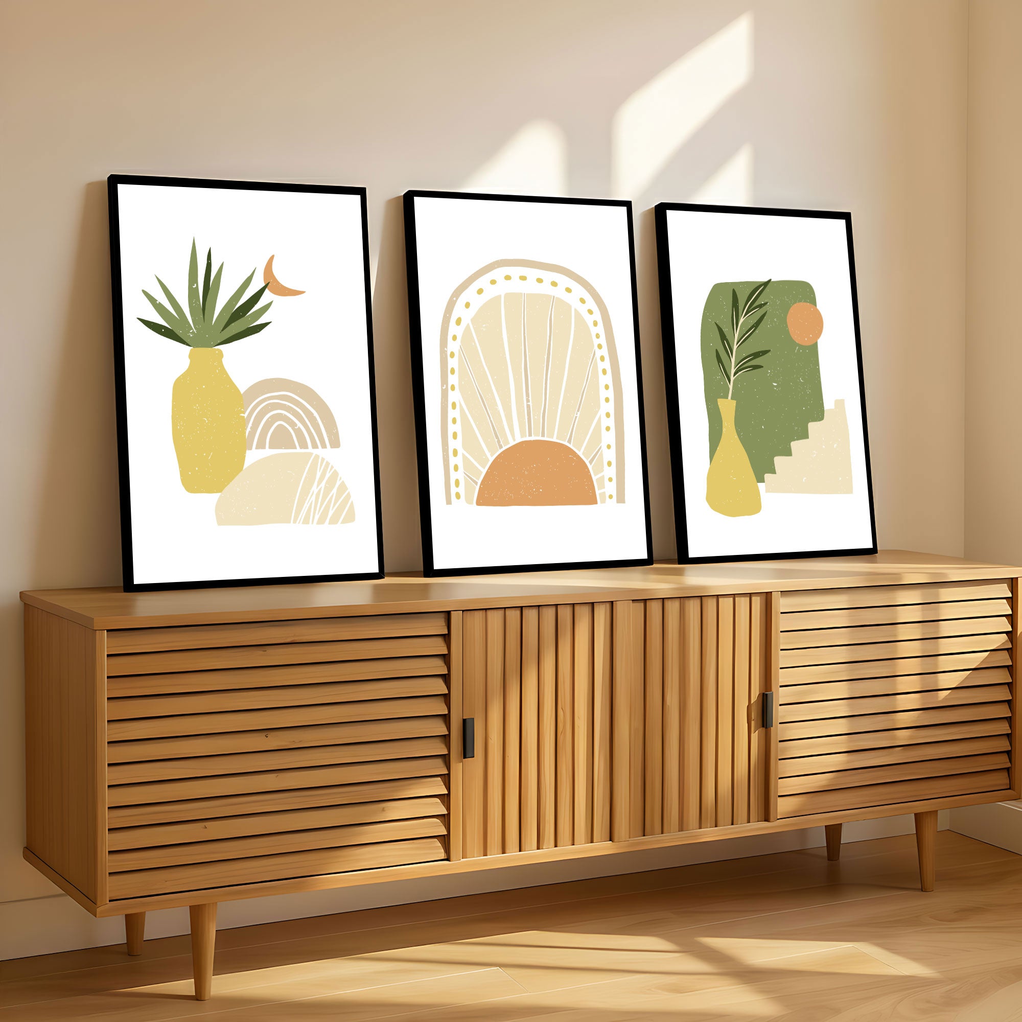 The Castle Decor Boho Wall Art for Living Room Big Size | Framed Abstract Botanical Paintings for Living Room & Bedroom | Modern Home Decoration & Perfect Gifting Option | Set of 3 (11×17 Inch Each) -7