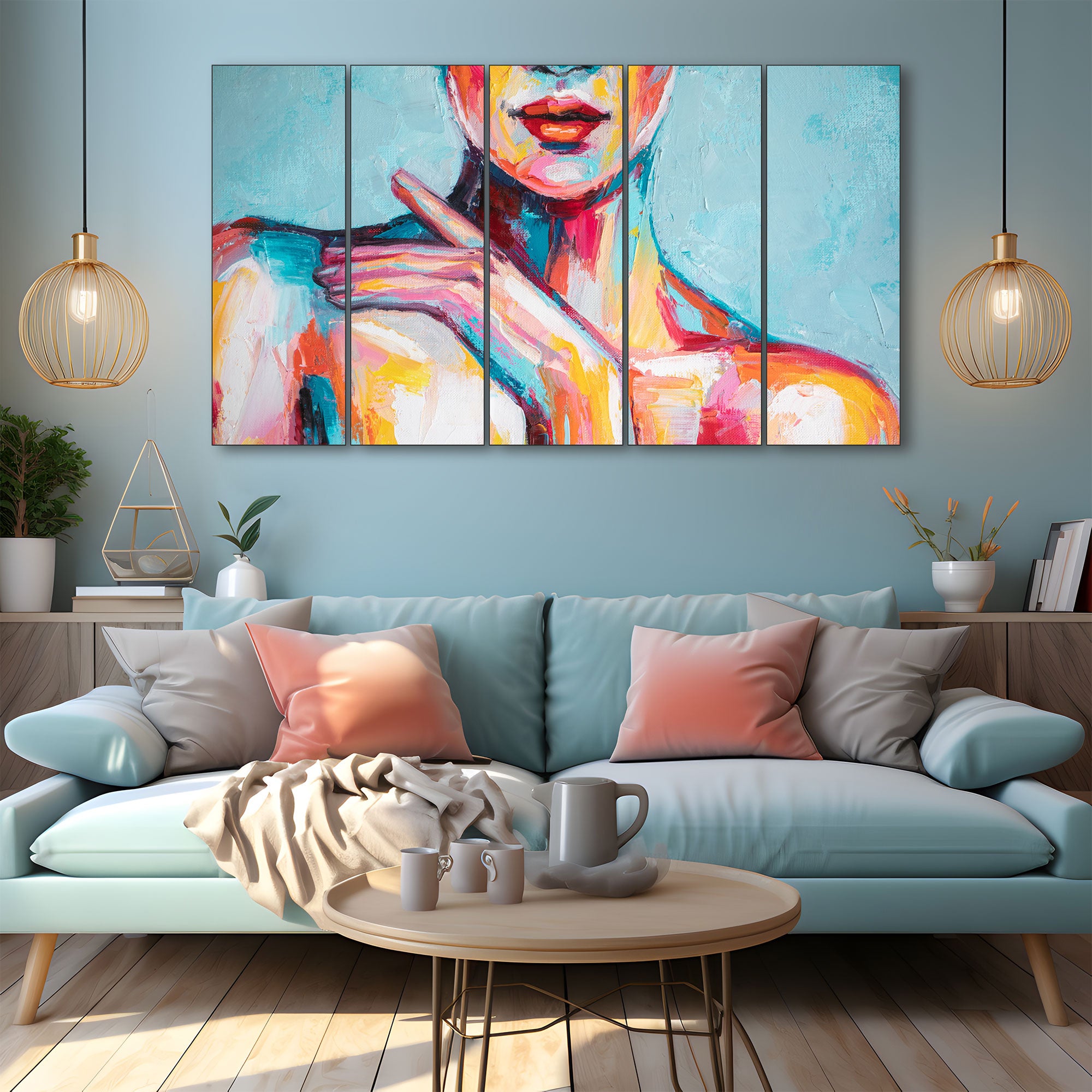 Woman Abstract Painting with frame Big Size Wall Art for living room,Bedroom,Drawing room,Hotels 36x60"