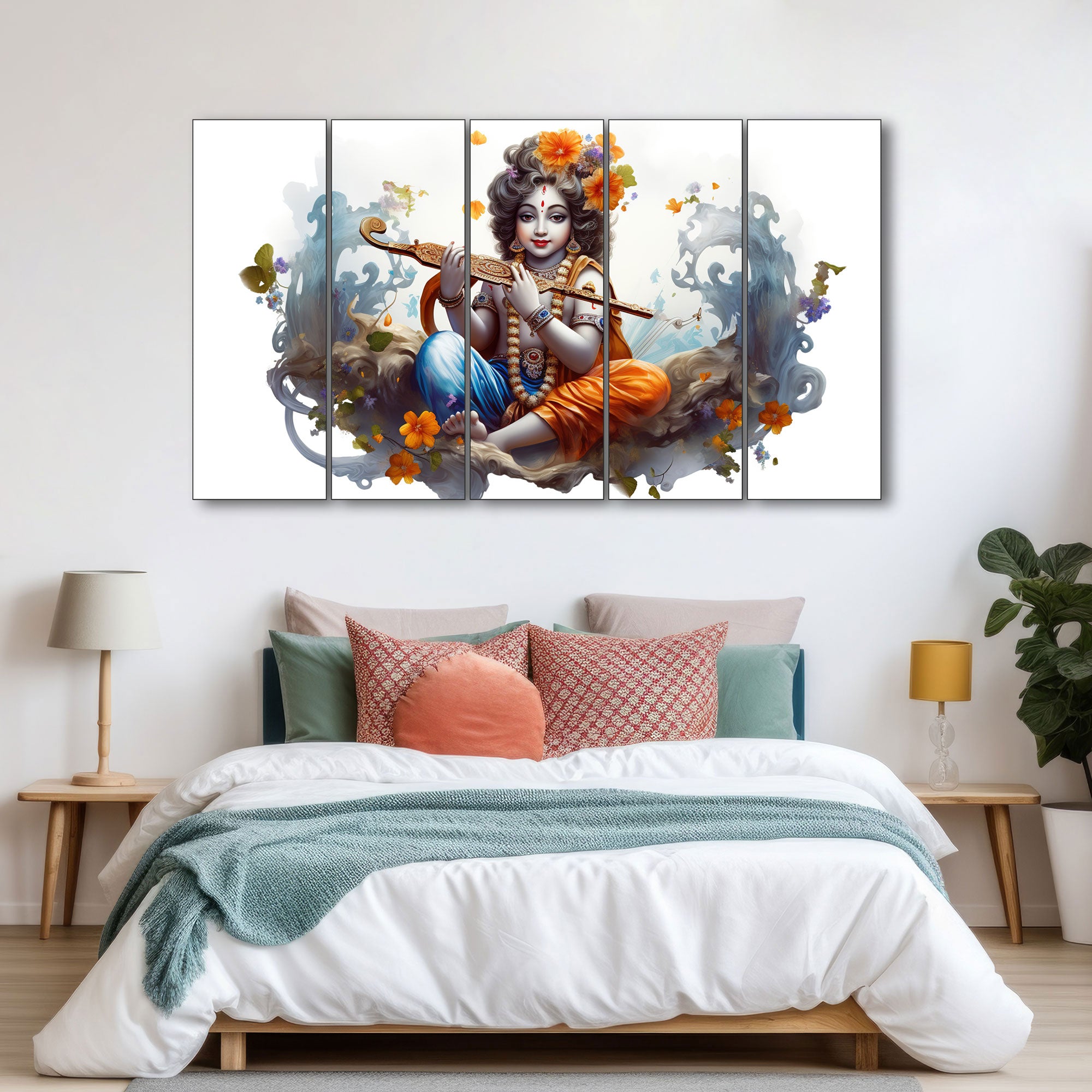 Krishna Ji Painting with frame Big Size Wall Art for living room,Bedroom,Drawing room,Hotels 27x48"