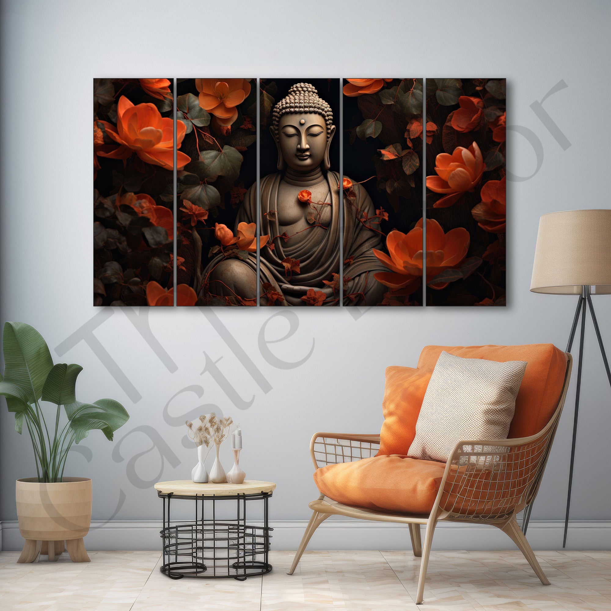 Lord Budha Painting with frame Big Size Wall Art for living room,Bedroom,Drawing room,Hotels